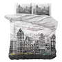 Home City Déco - Parure de Lit Double Coton Amsterdam Canal - Housse de Couette 220x240 cm 2 Taies d'oreiller