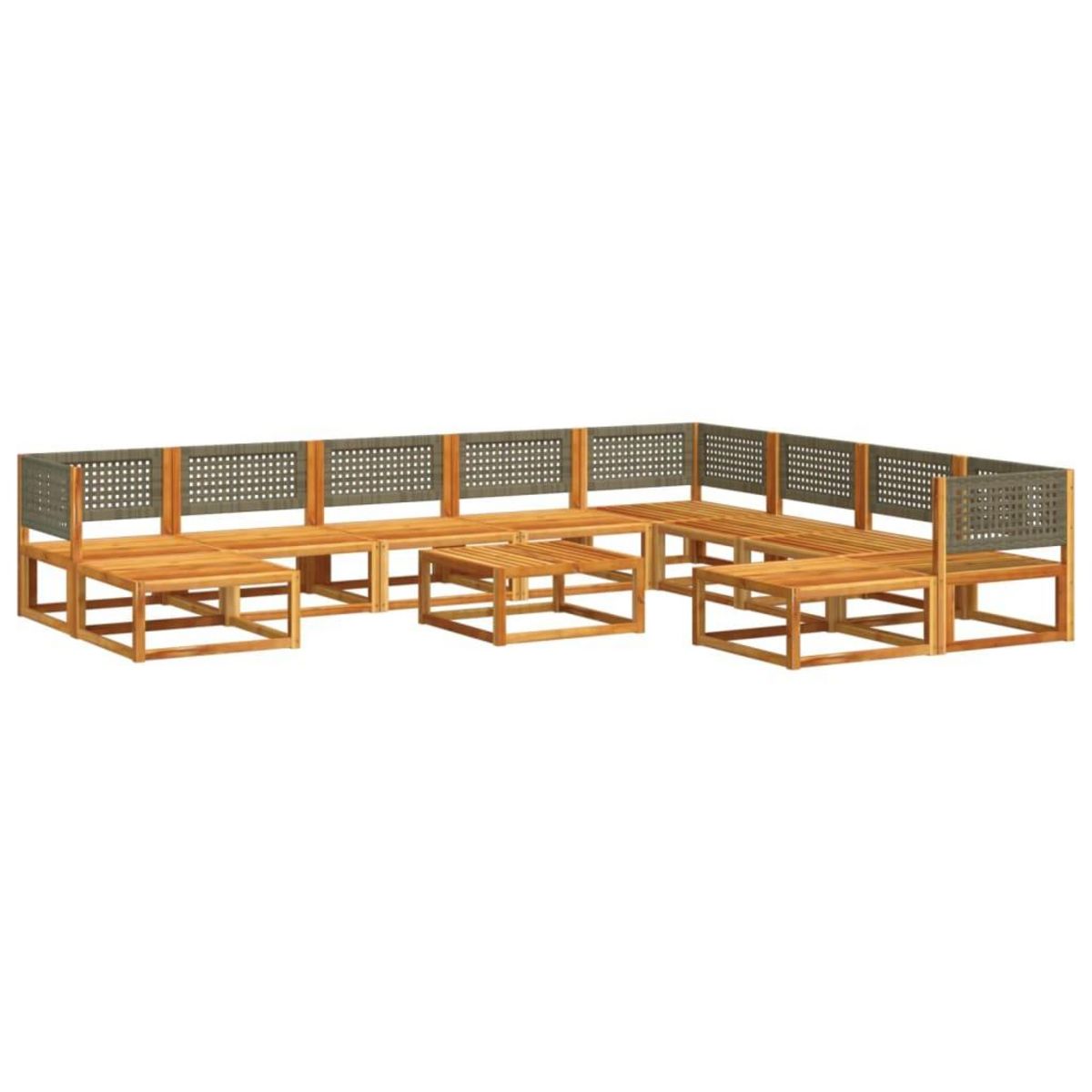 VIDAXL Salon de jardin avec coussins 11 pcs bois massif d'acacia