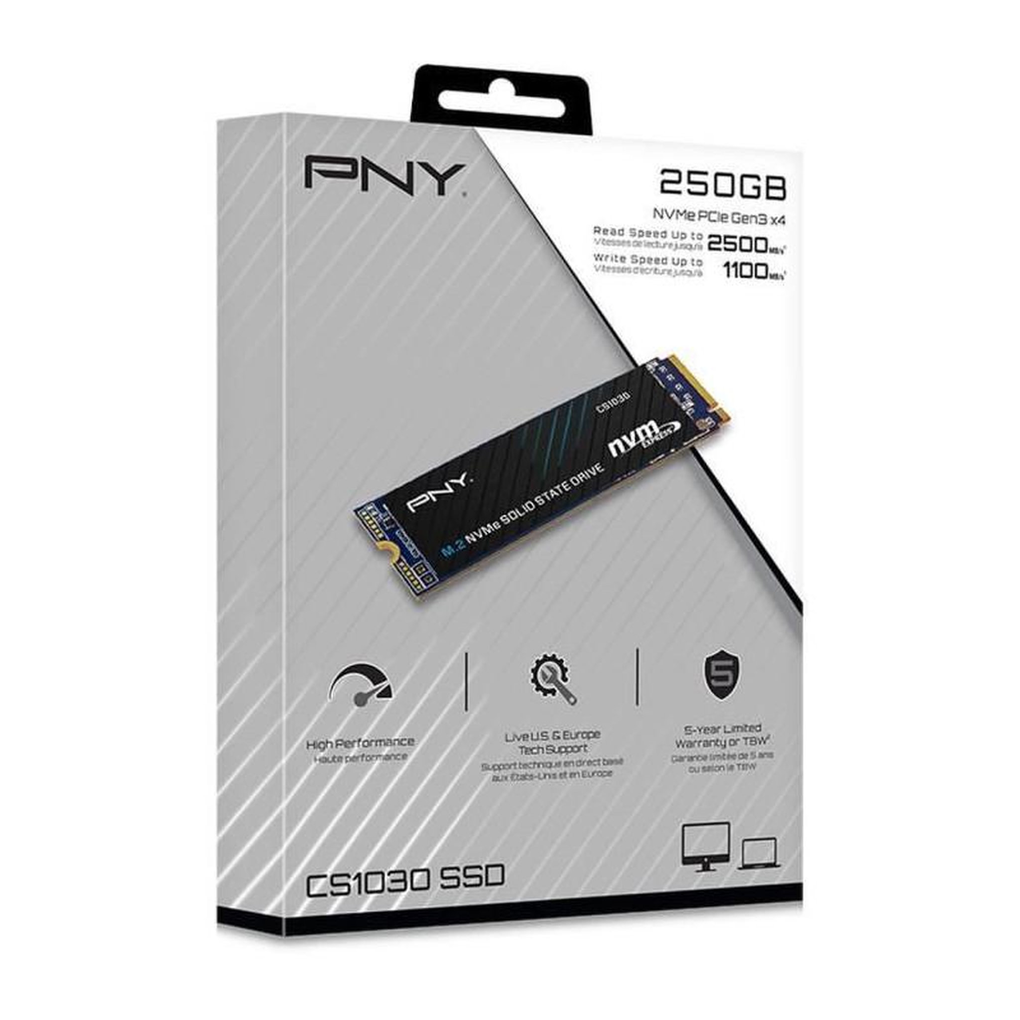 Voir la diapositive 3 : PNY Disque SSD Interne - PNY - CS1030 M.2 GEN3 - 250 Go - NVMe M280CS1030-250-RB