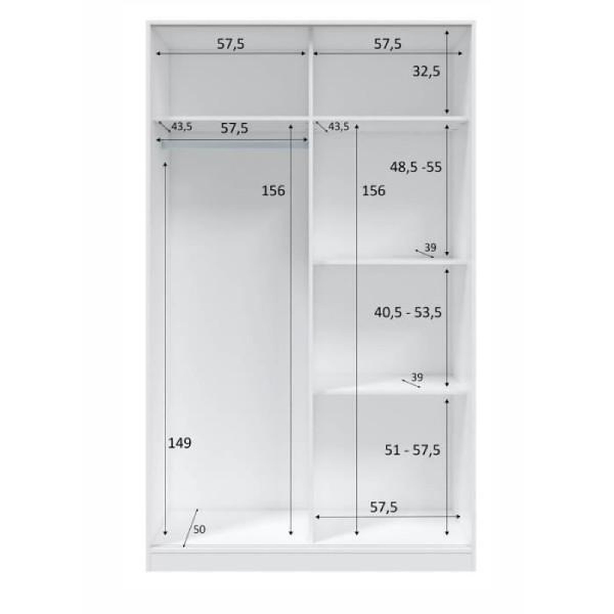 Voir la diapositive 4 : MARKET24 Armoire TOP - Décor blanc artik et chene nodi - 2 Portes coulissantes - L200 x H121 x P50 cm