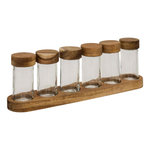 FIVE Lot de 6 Pots à Épices en Verre  Plateau  34cm Transparent