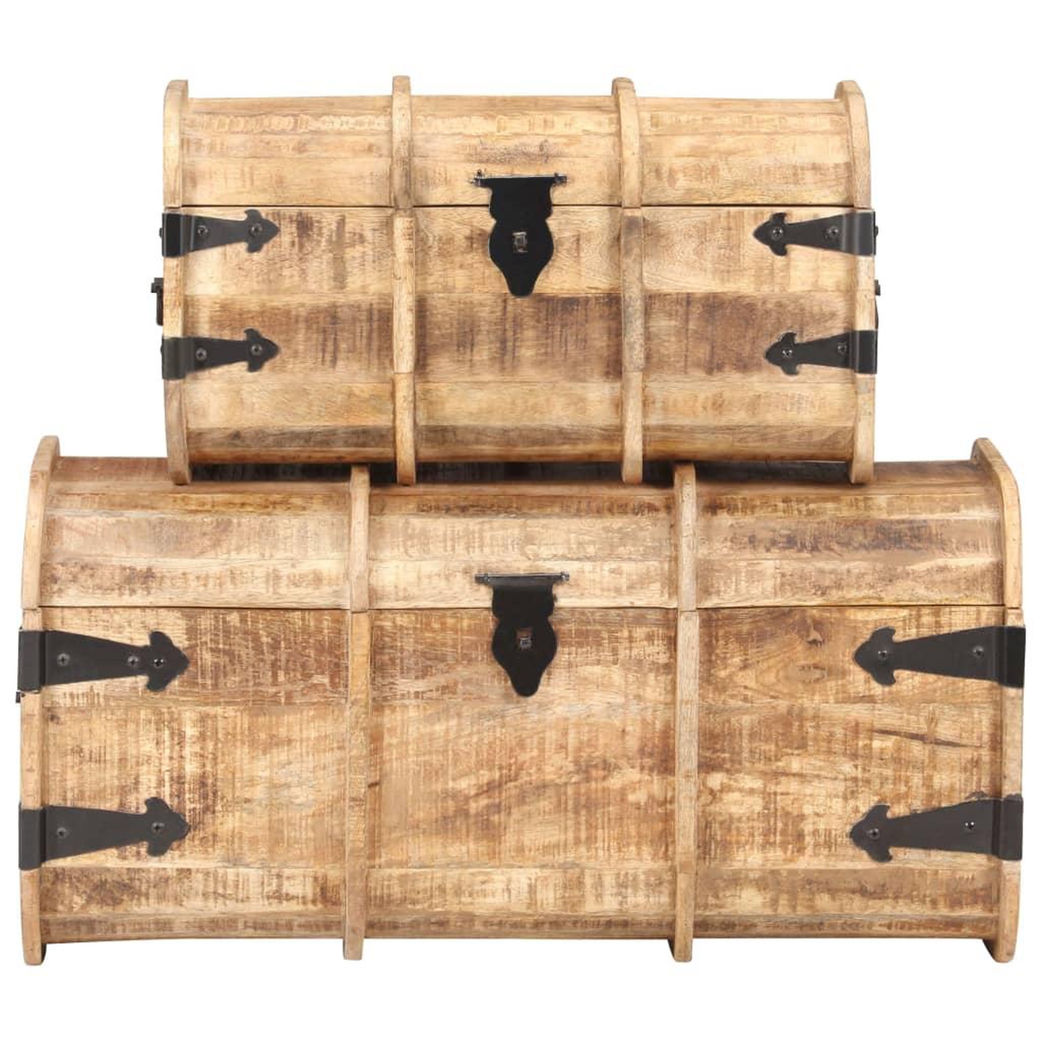 Voir la diapositive 2 : VIDAXL Coffres de rangement 2 pcs Bois de manguier massif