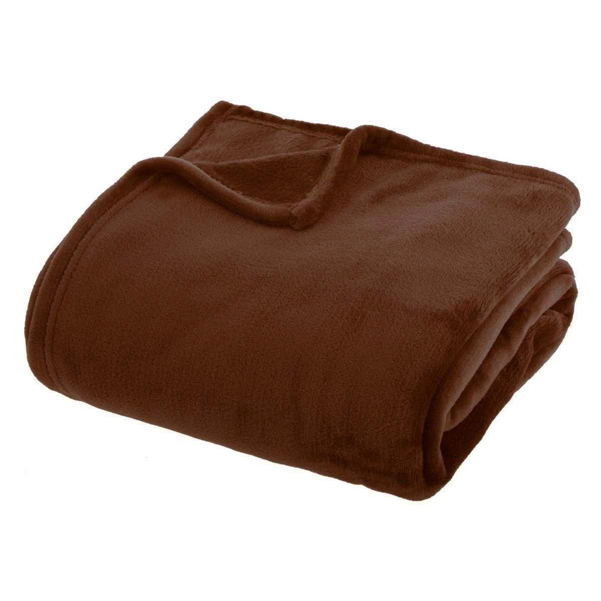ATMOSPHERA Plaid en flanelle uni  ollis  180x230cm marron tonka