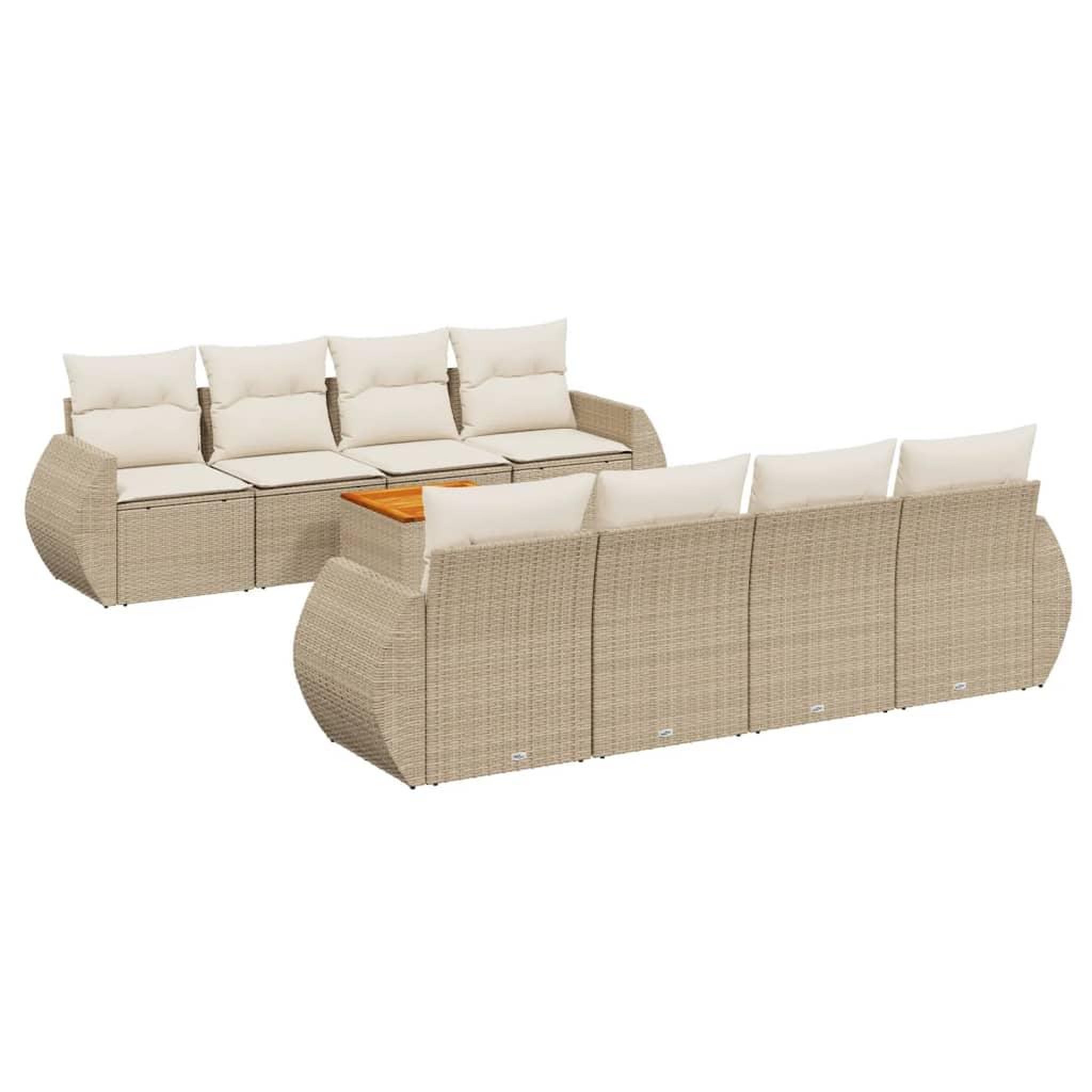 Voir la diapositive 2 : VIDAXL Salon de jardin avec coussins 9 pcs beige resine tressee