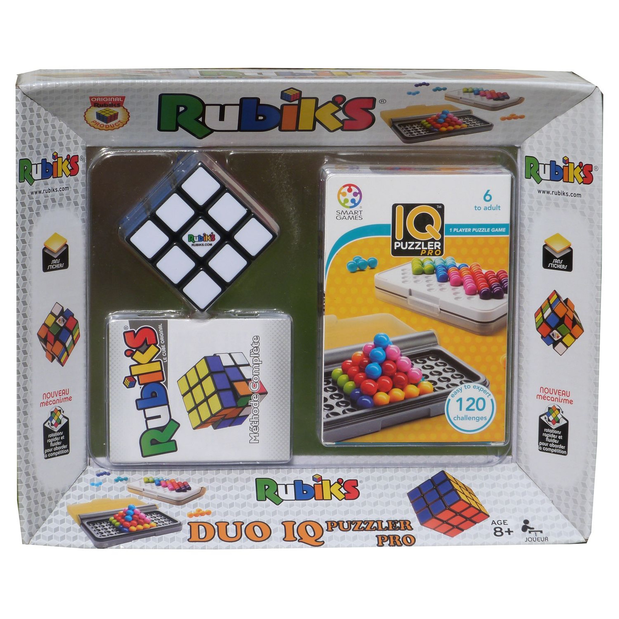 Voir la diapositive 1 : WIN GAMES Coffret 1 Rubik's Cube 3x3 Advanced Rotation + 1 Rubik's Casse tête Smart Games IQ Puzzle Pro