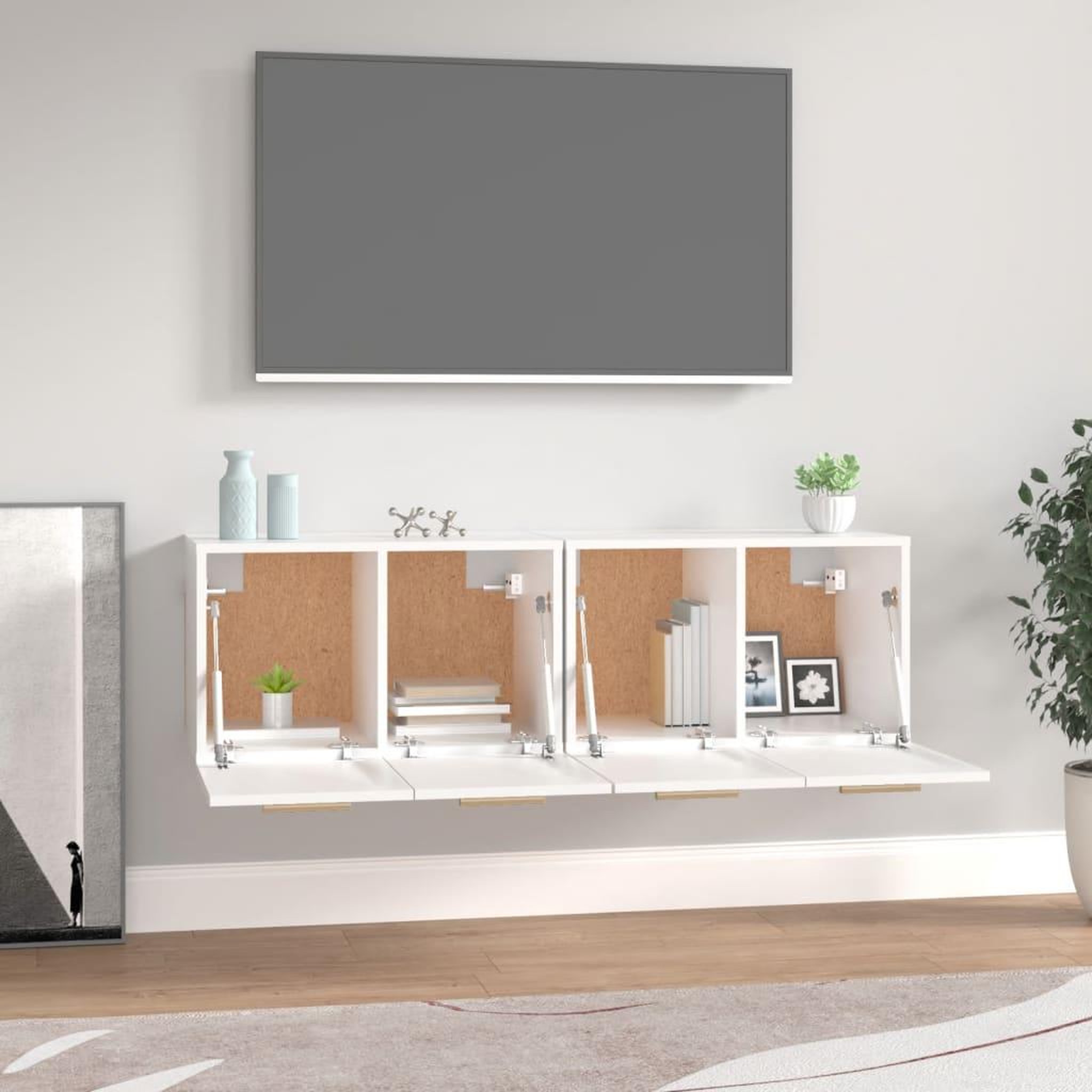 Voir la diapositive 3 : VIDAXL Armoires murales 2 pcs Blanc 60x36,5x35 cm Bois d'ingenierie