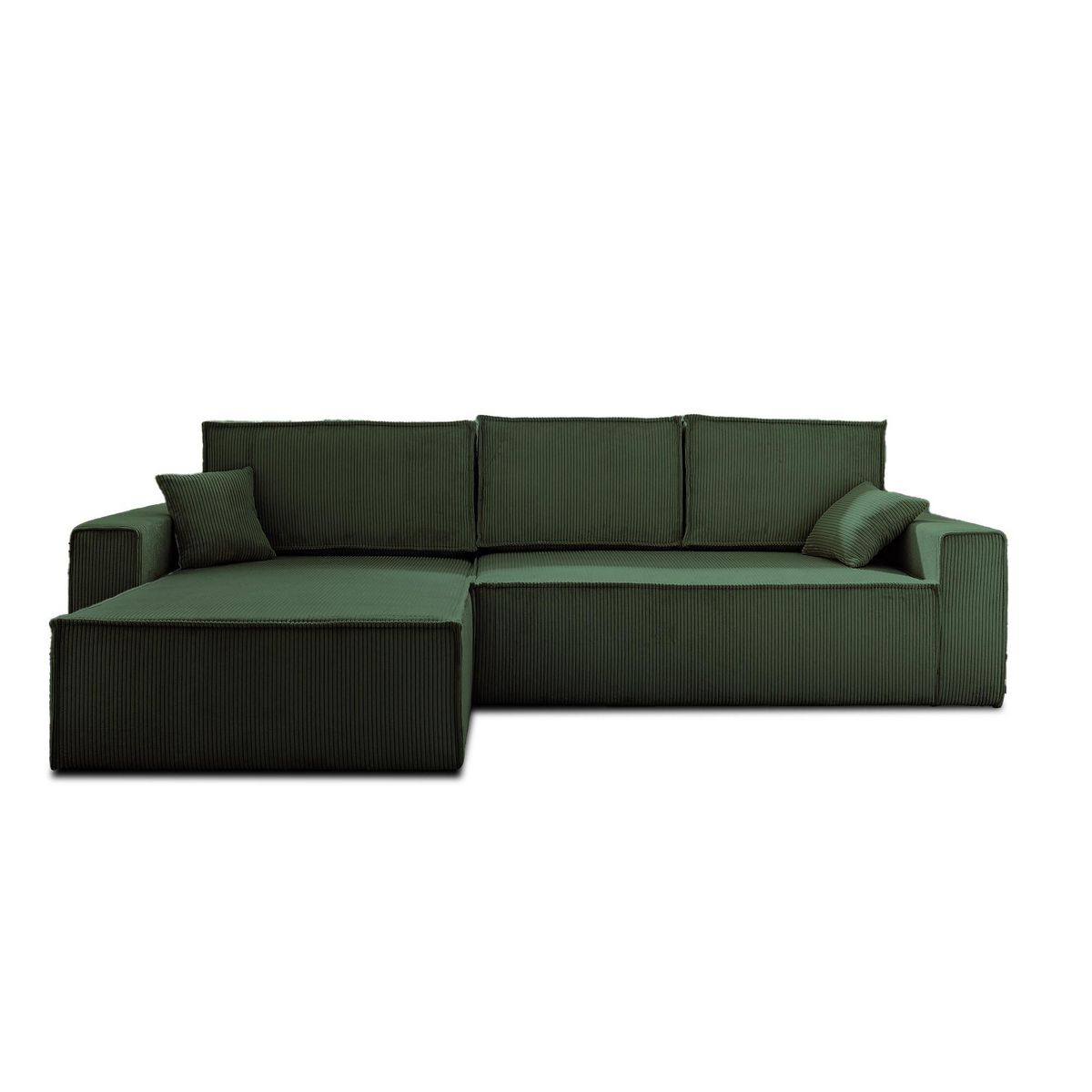 BEST MOBILIER Dellia - canapé d'angle réversible convertible - avec coffre - en velours côtelé - 4 places