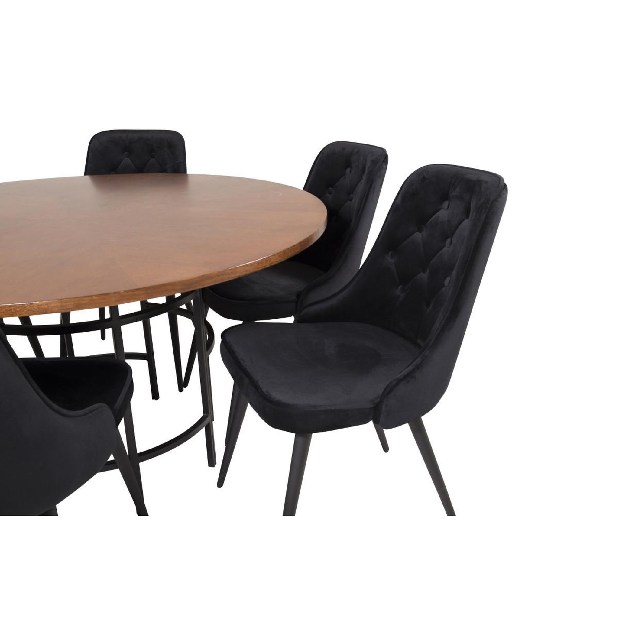 Voir la diapositive 3 : Paris Prix Ensemble table à manger & 6 chaises  copenhagen & velvet  140cm noir & marron