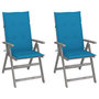Voir la diapositive 1 : VIDAXL Chaises inclinables de jardin lot de 2 et coussins Bois acacia