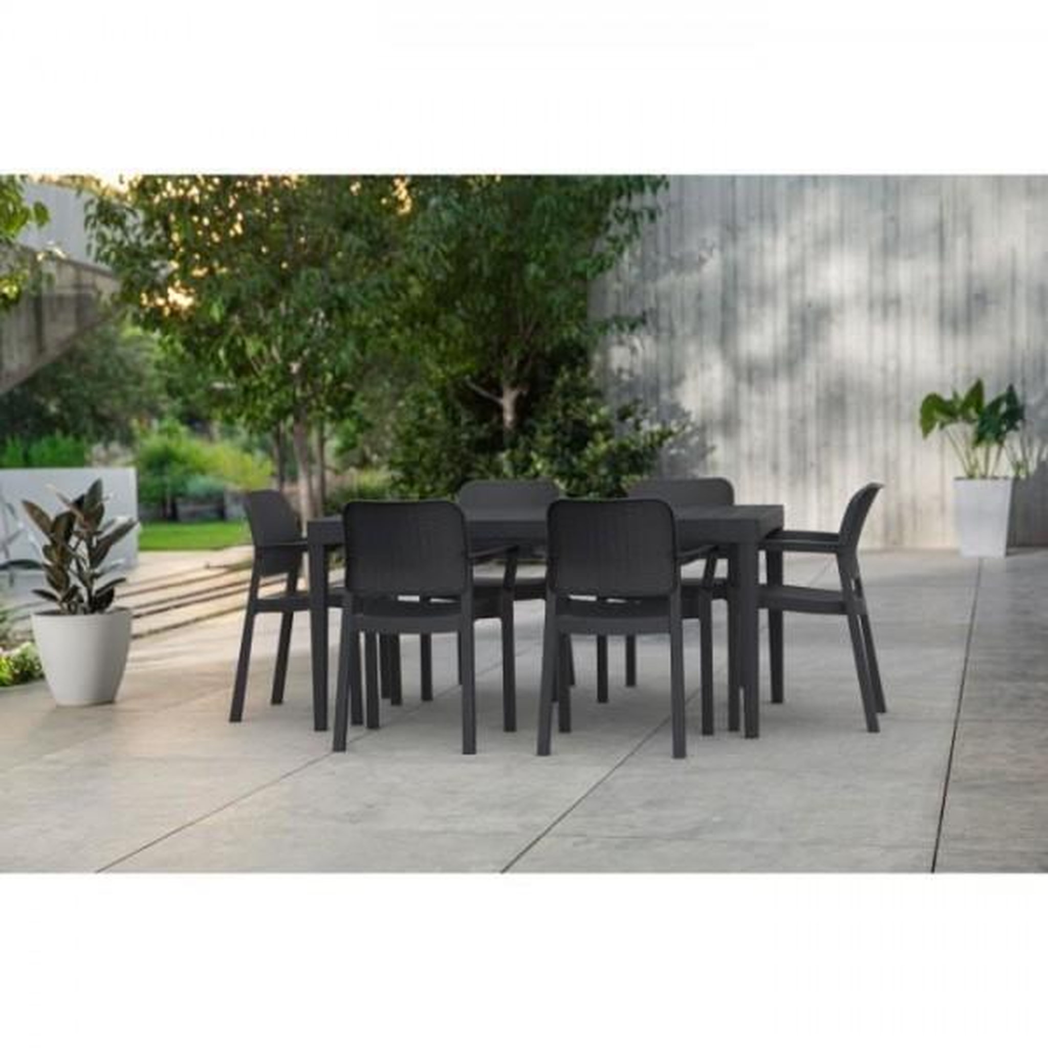 Voir la diapositive 3 : ALLIBERT by KETER Lot de 6 fauteuils de jardin - Allibert by KETER - BELLA - En résine - Coloris : gris graphite - Empilable