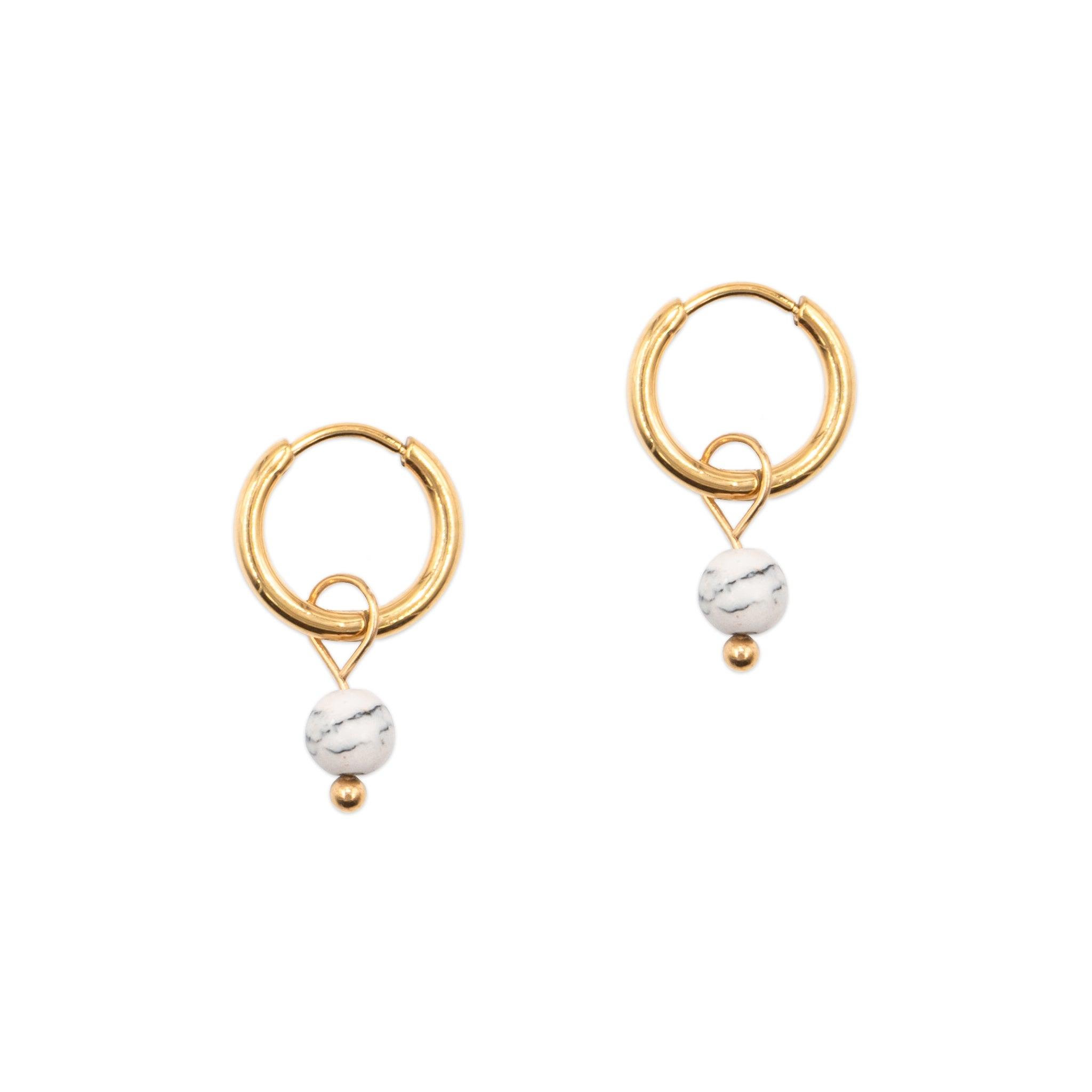 Voir la diapositive 1 : SLOYA Boucles d'oreilles créoles Serena en pierres Howlite