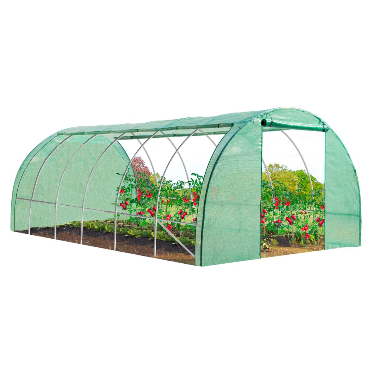 ID MARKET Bâche de rechange 130 gr/m² pour serre 18M² verte 4 saisons CRIMÉE