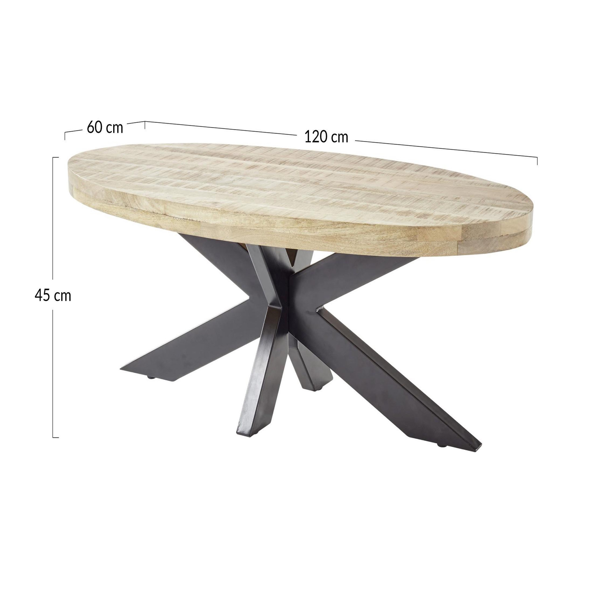 Voir la diapositive 4 : BEST MOBILIER Manzanilla - table basse - bois massif et noir - 120 cm