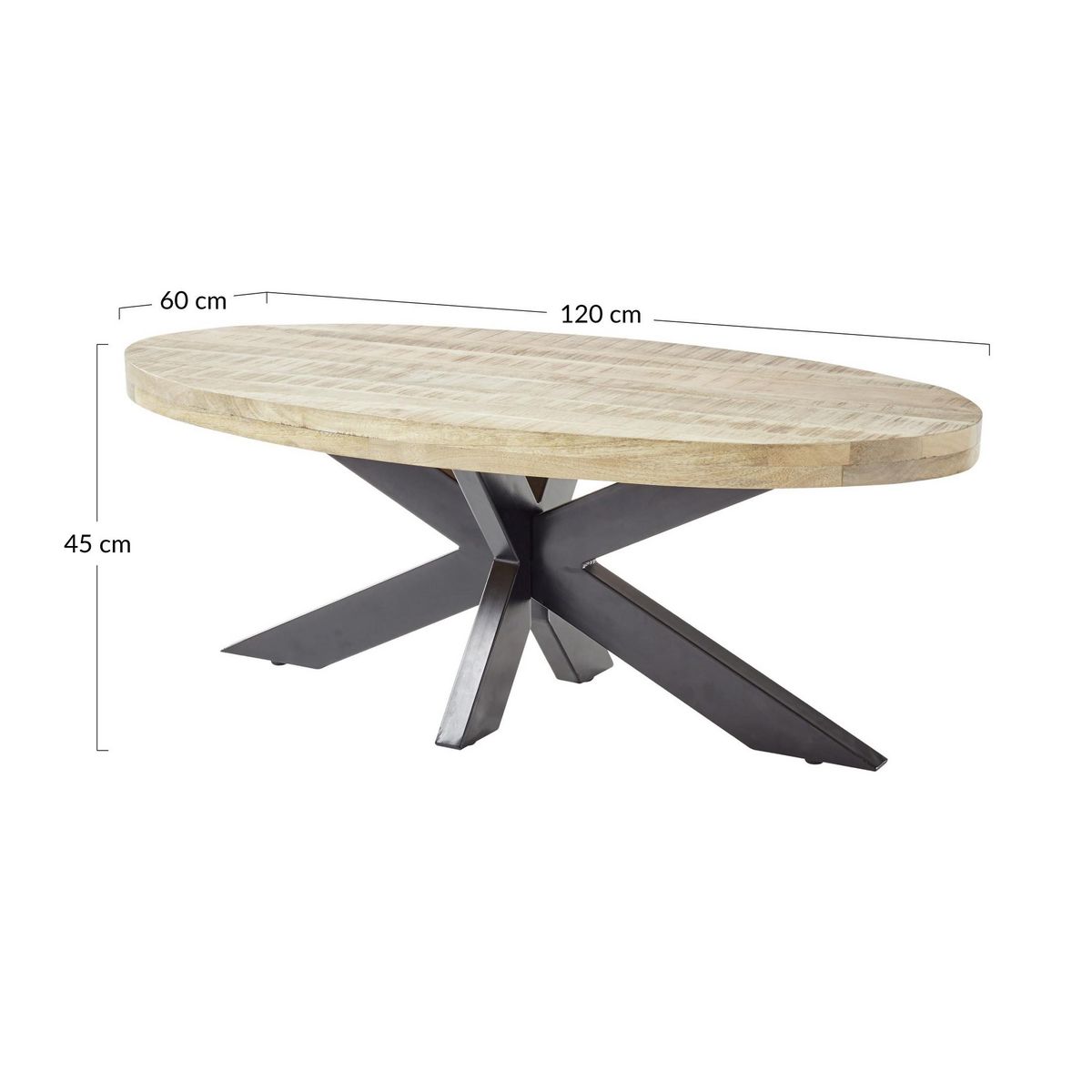 LISA DESIGN Manzanilla - table basse - bois massif et noir - 120 cm