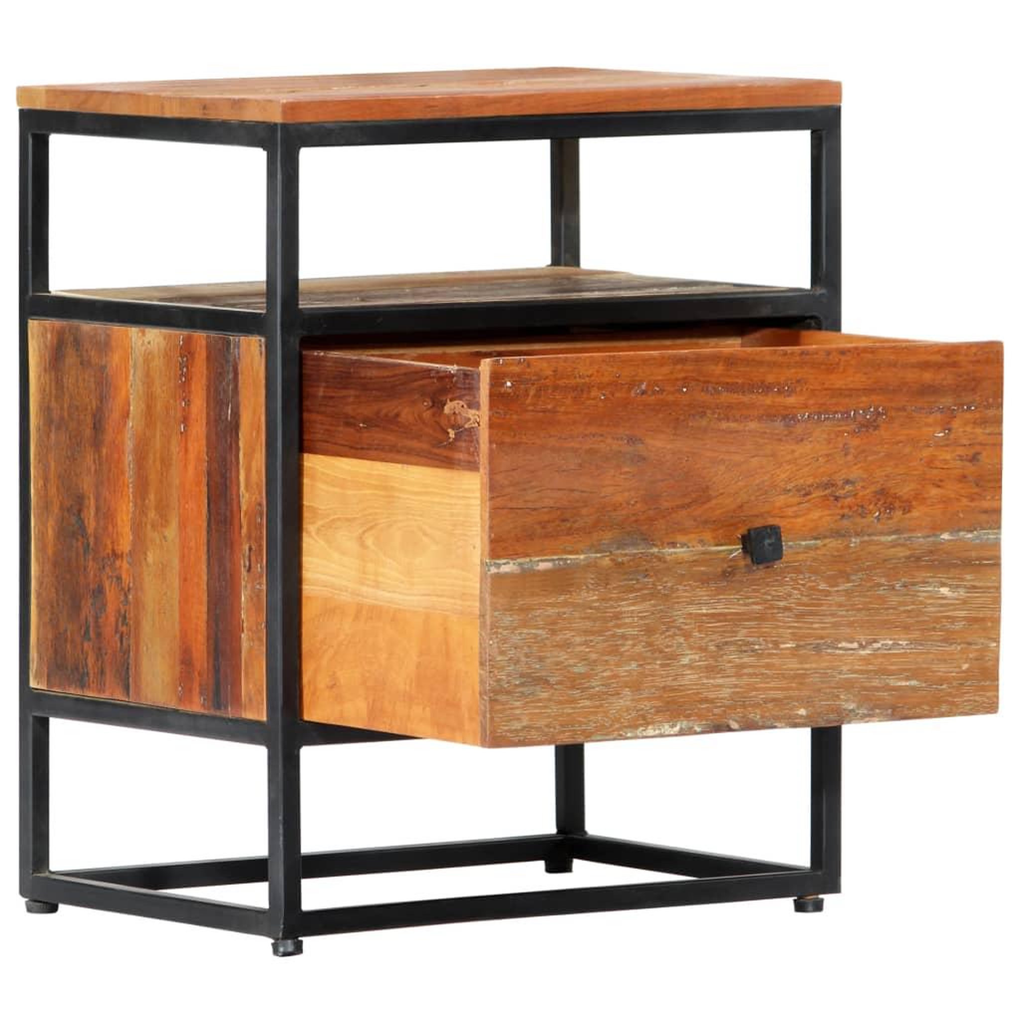 Voir la diapositive 2 : VIDAXL Table de chevet 40 x 30 x 50 cm bois de recuperation et acier