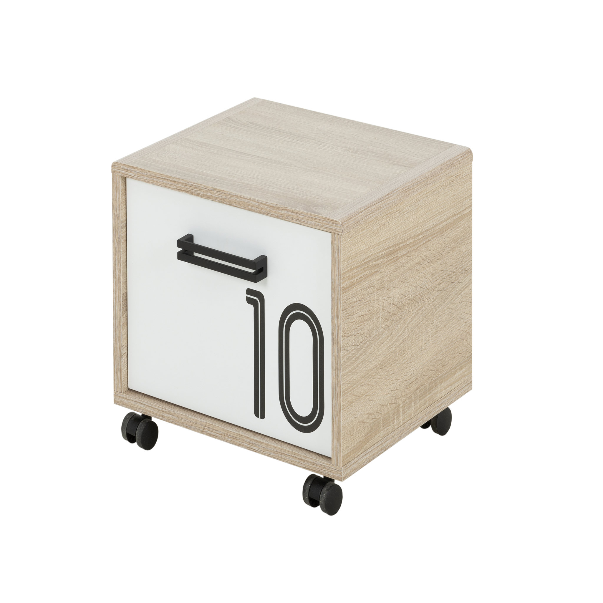 Voir la diapositive 1 : Chevet enfant 1 tiroir sur roulettes L40xH35xP35cm ALLAN