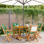 VIDAXL Chaises de jardin pliantes lot de 4 vert tissu et bois massif