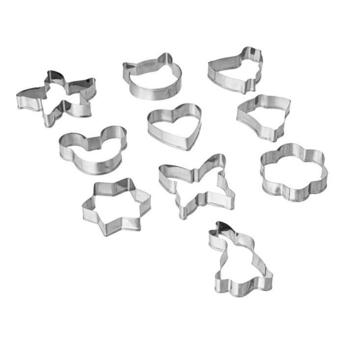 FIVE Lot de 10 Emporte-Pièces Inox  Multiforme  11cm Argent