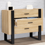 Voir la diapositive 2 : ID MARKET Commode 3 tiroirs PHOENIX 80 cm bois et noir