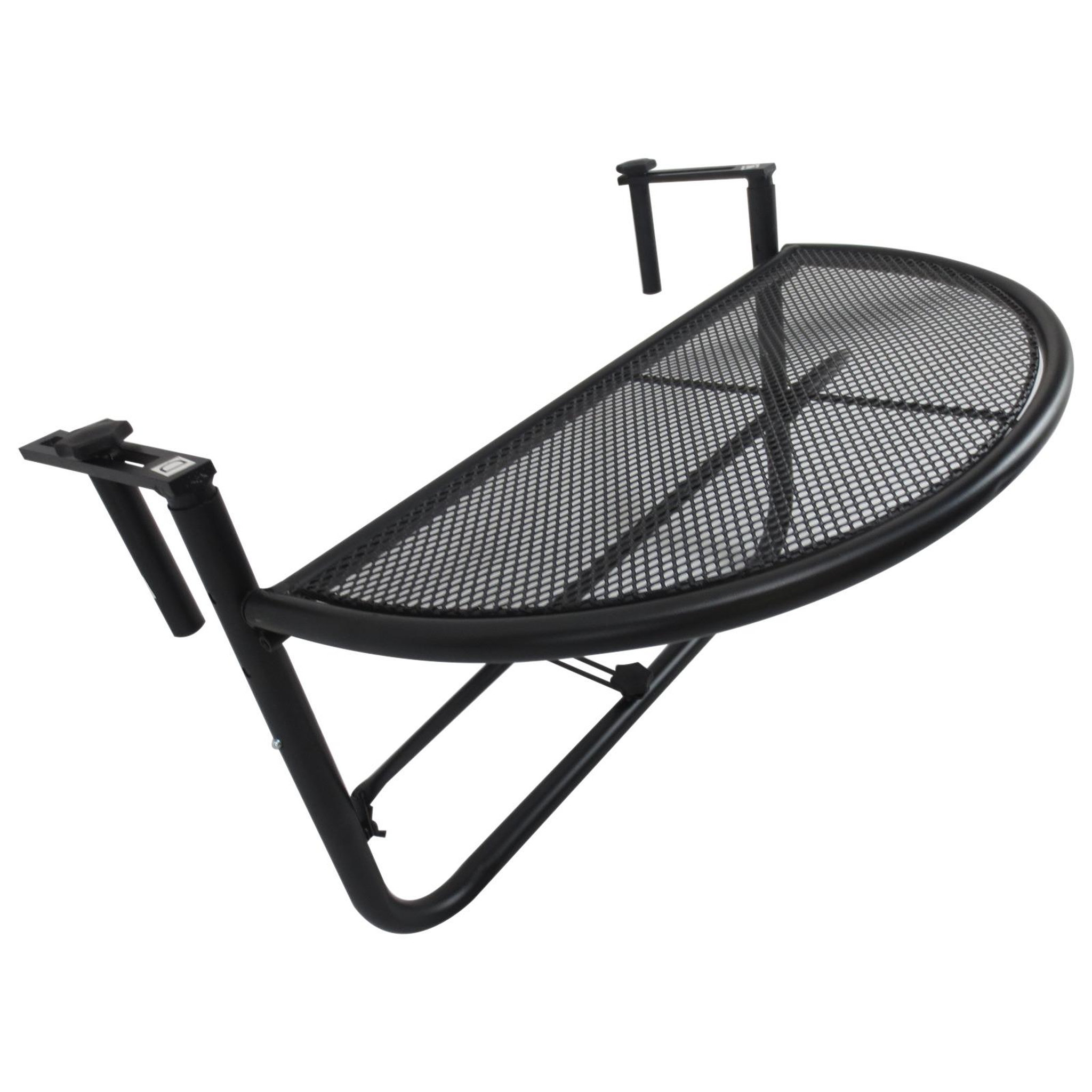 Voir la diapositive 1 : OUTSUNNY Table suspendue pour balcon dim. 60L x 45l cm hauteur réglable 3 niveaux métal époxy noir