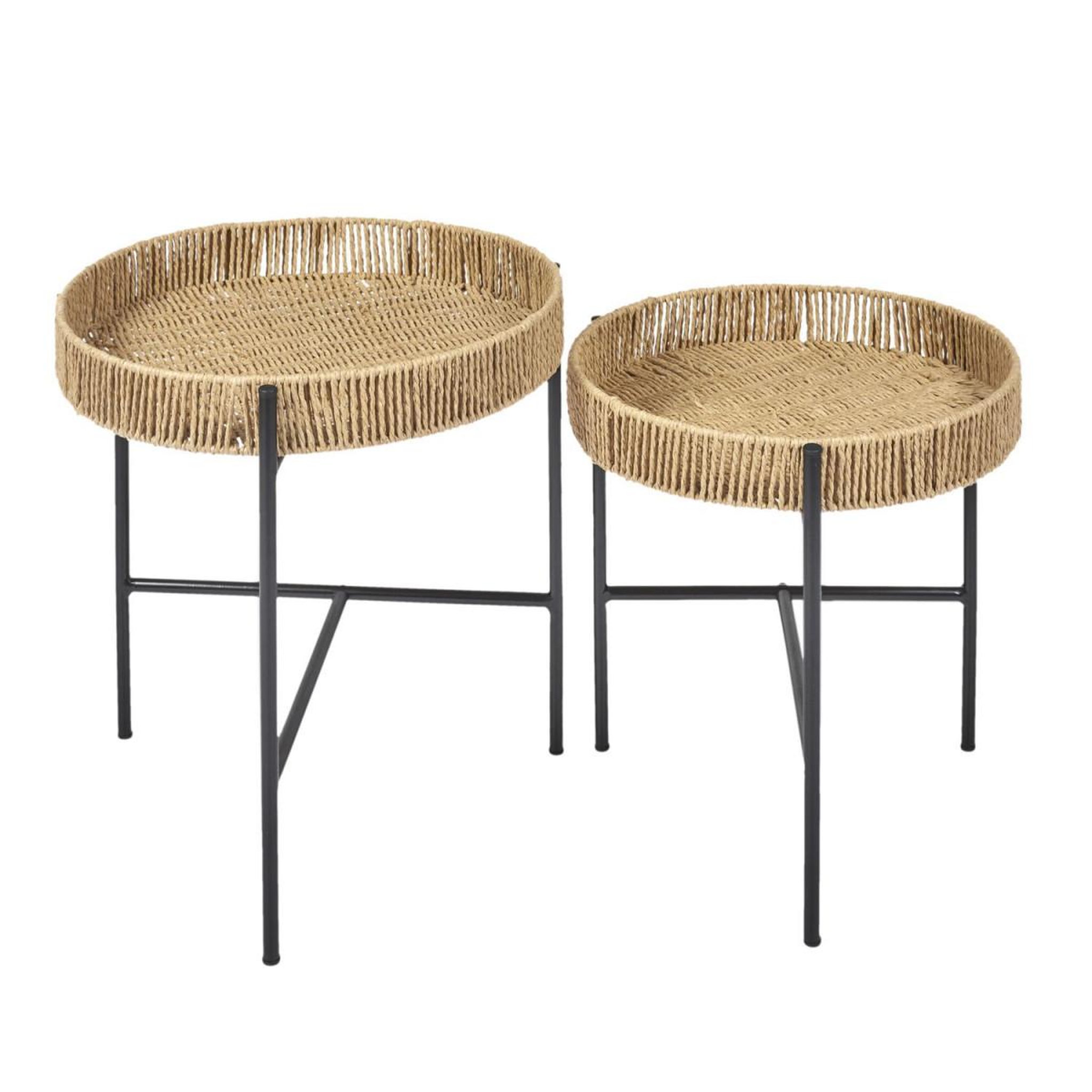Voir la diapositive 2 : The Home Deco Factory Lot de 2 tables gigognes  pampa  42cm naturel