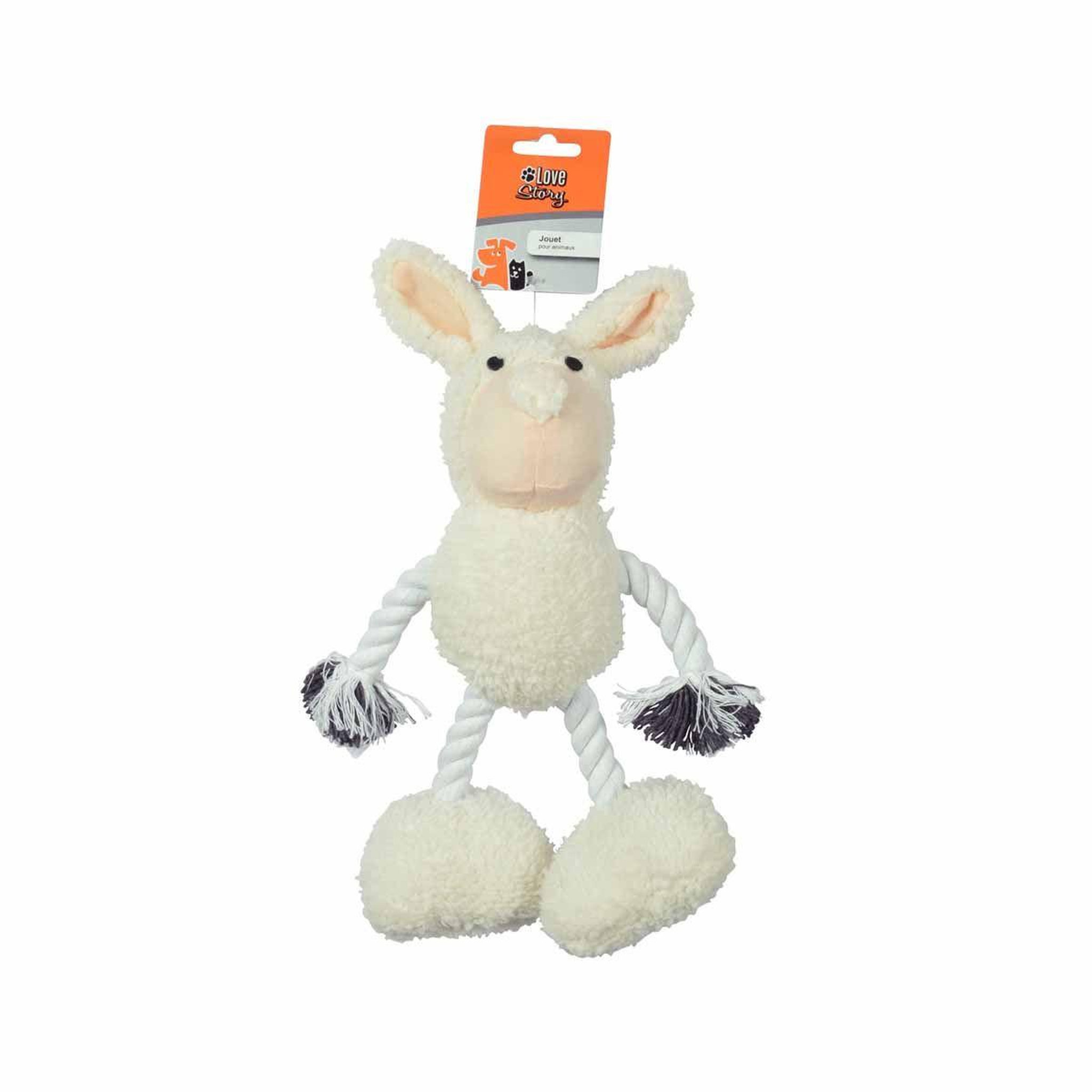 Voir la diapositive 2 : LOVE STORY Peluche pour chien  lapin  30cm écru
