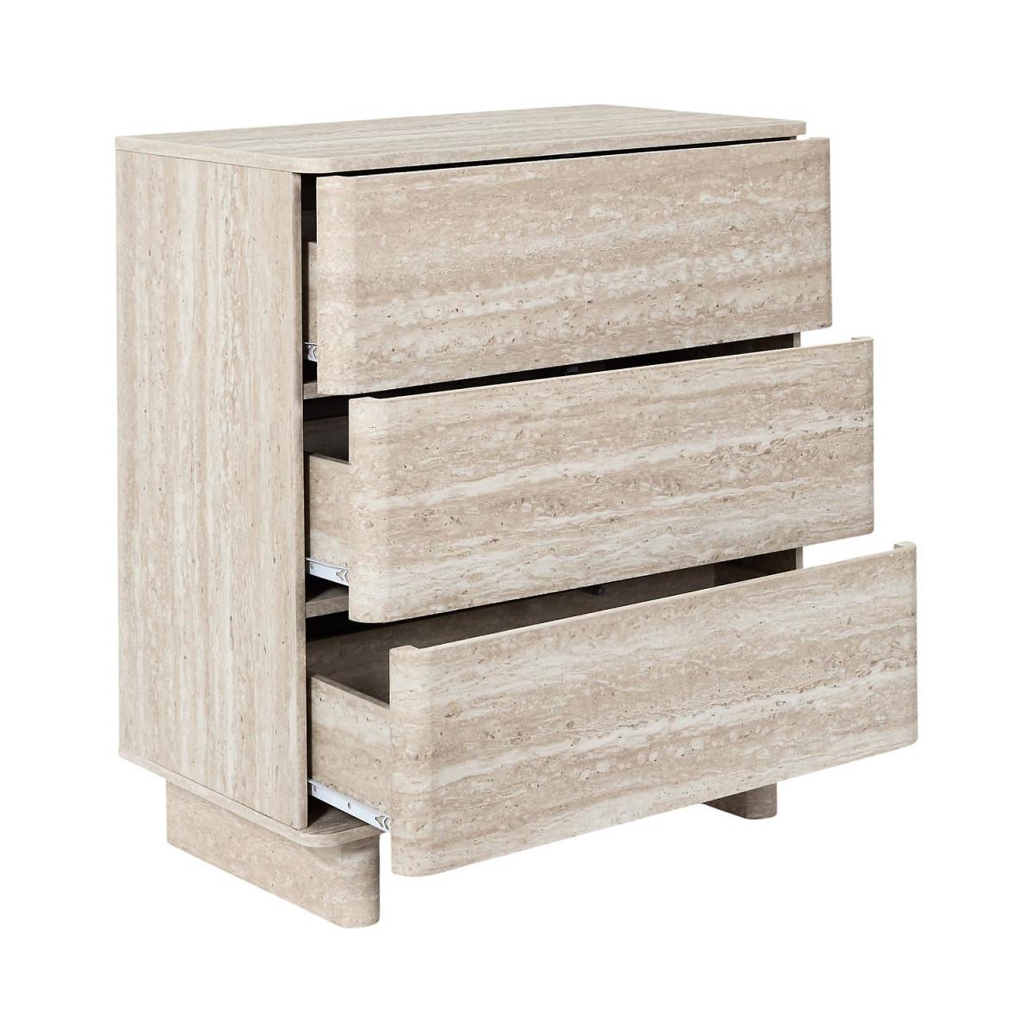 Voir la diapositive 3 : The Home Deco Factory Commode 3 tiroirs  pietra  79cm beige