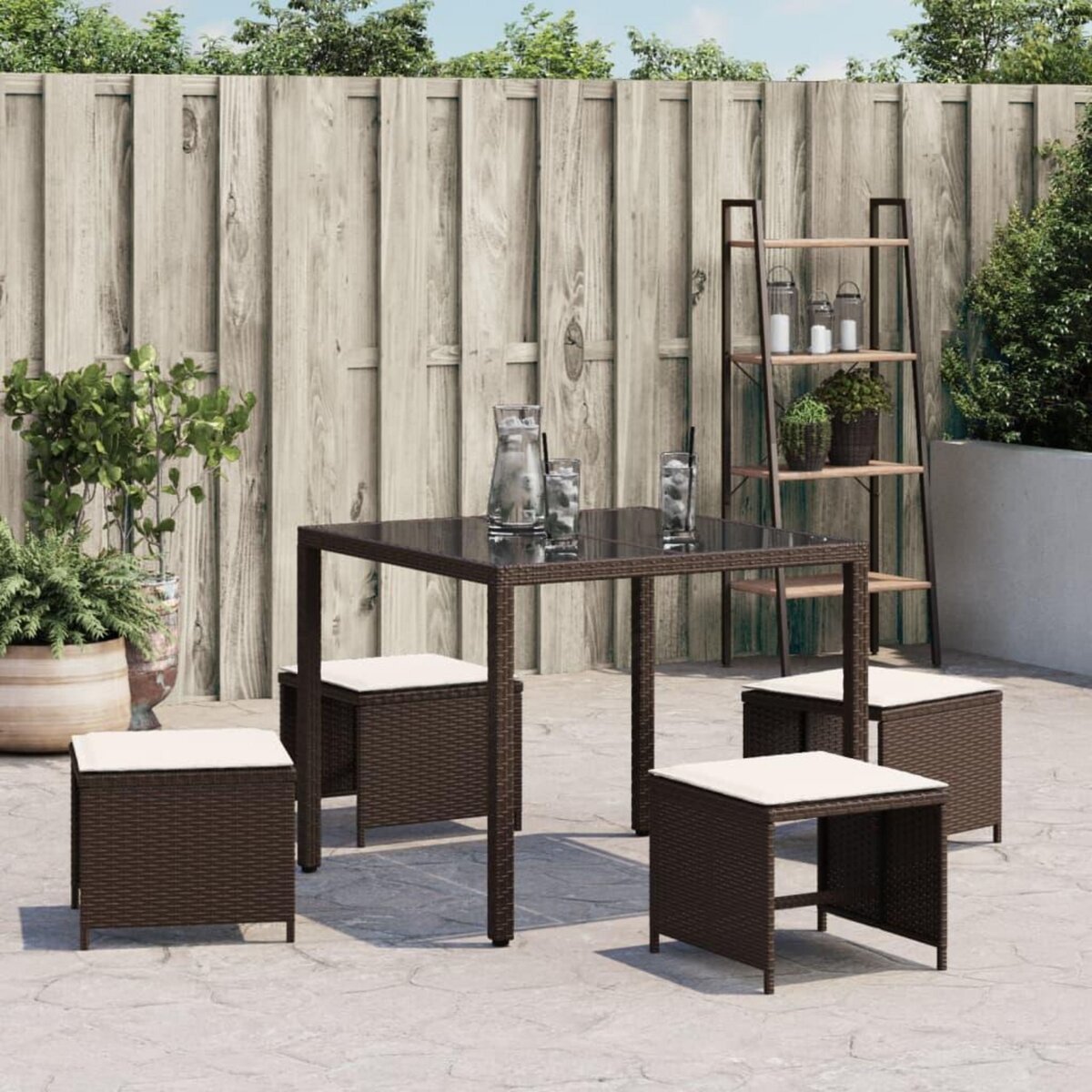 VIDAXL Tabourets de jardin avec coussins 4pcs marron 40x40x35 cm rotin