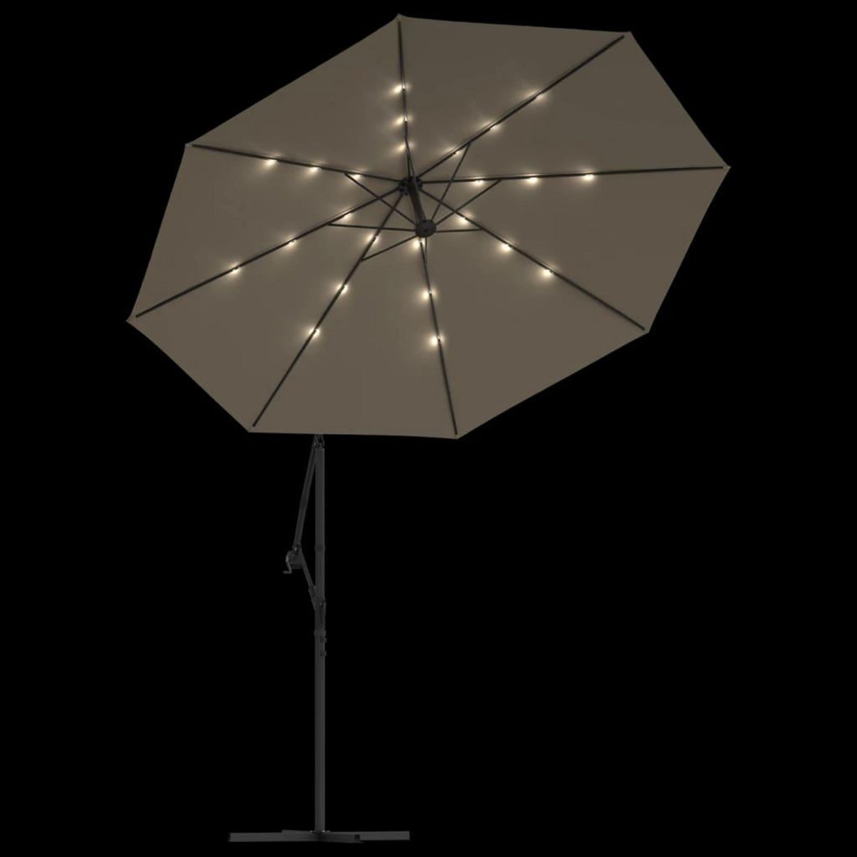 VIDAXL Parasol de jardin en porte-a-faux et lumieres LED mat en acier