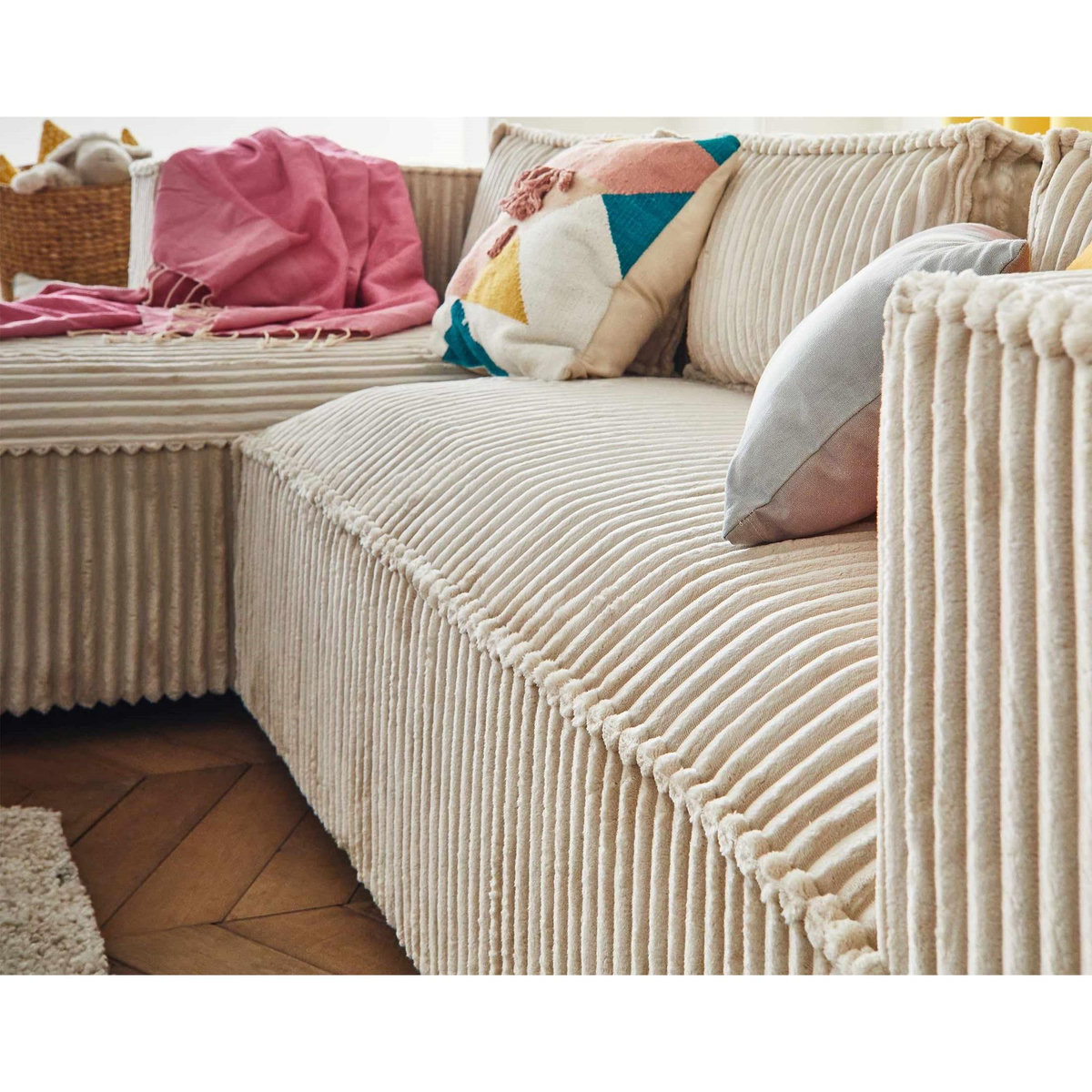 LISA DESIGN Stella - canapé d'angle gauche - 4 places - en velours côtelé grosses côtes