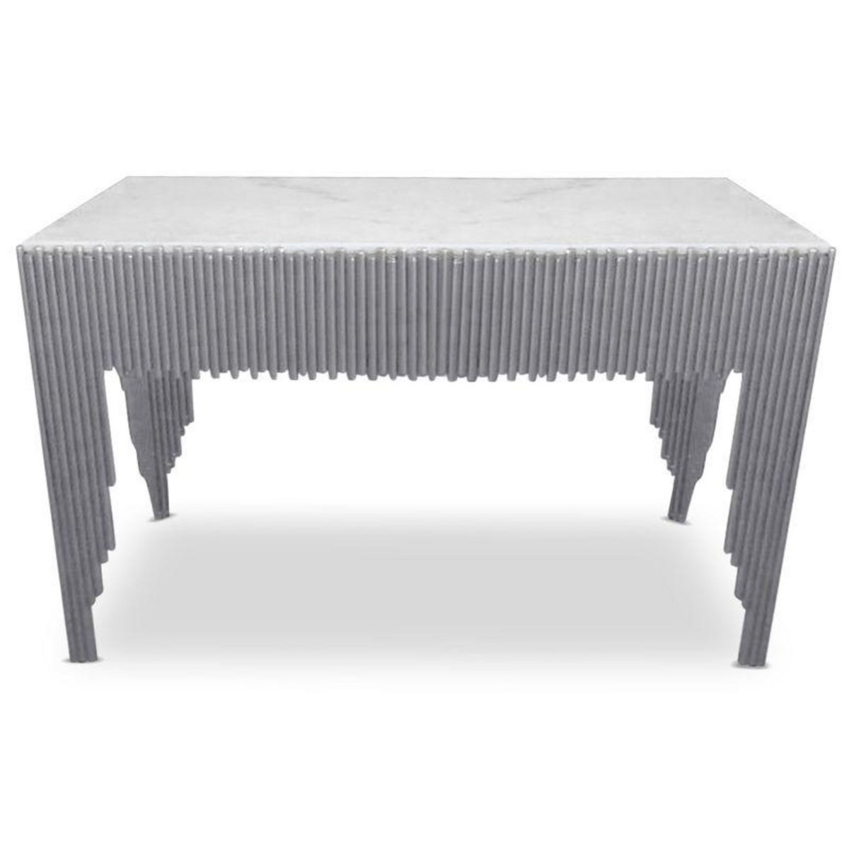 Paris Prix Console en Marbre  Zane  106cm Blanc & Argent