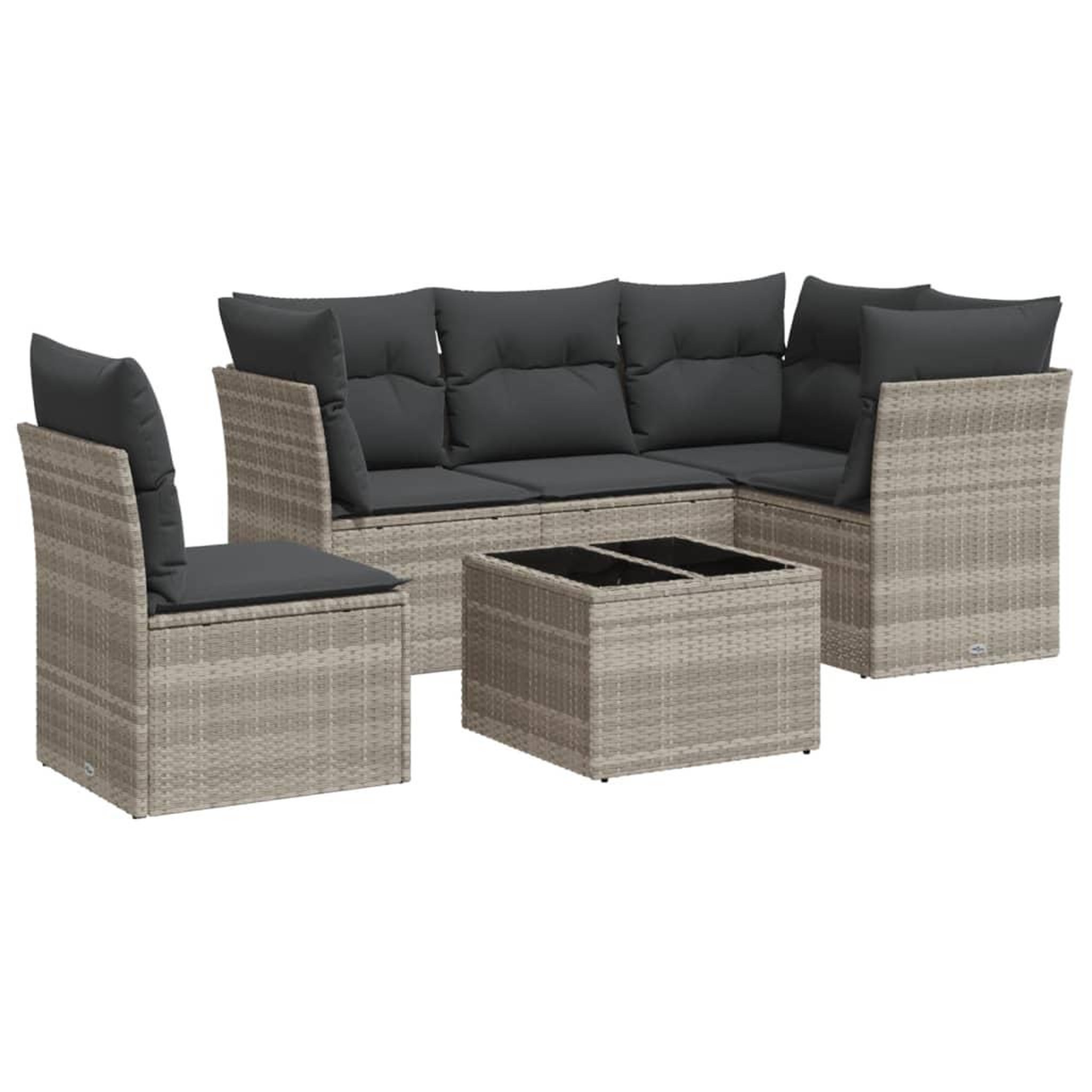 Voir la diapositive 2 : VIDAXL Salon de jardin 6 pcs avec coussins gris clair resine tressee