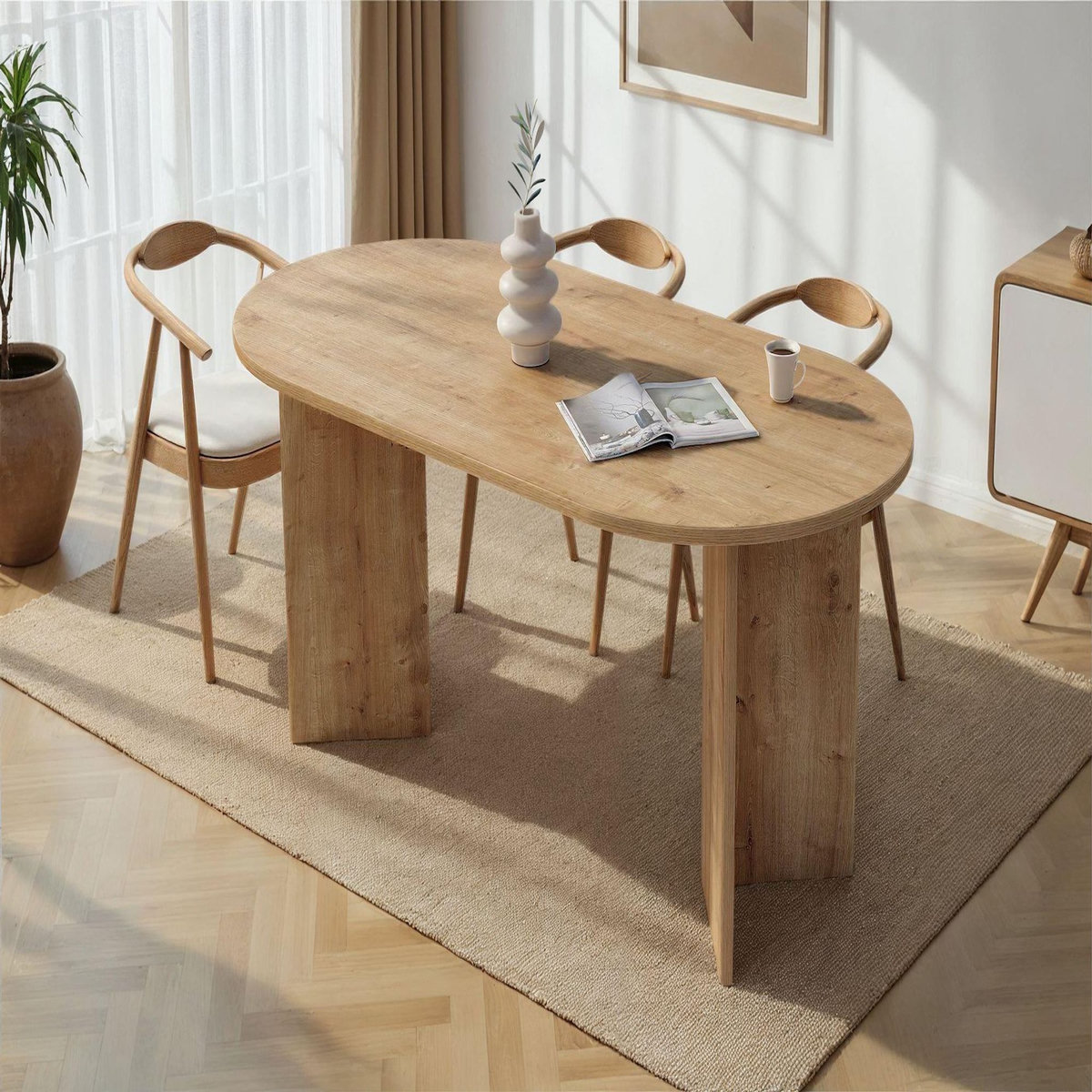 Habitat et Jardin Table à manger en bois  Sablin  180 x 90 x 75 cm - Chêne saphir