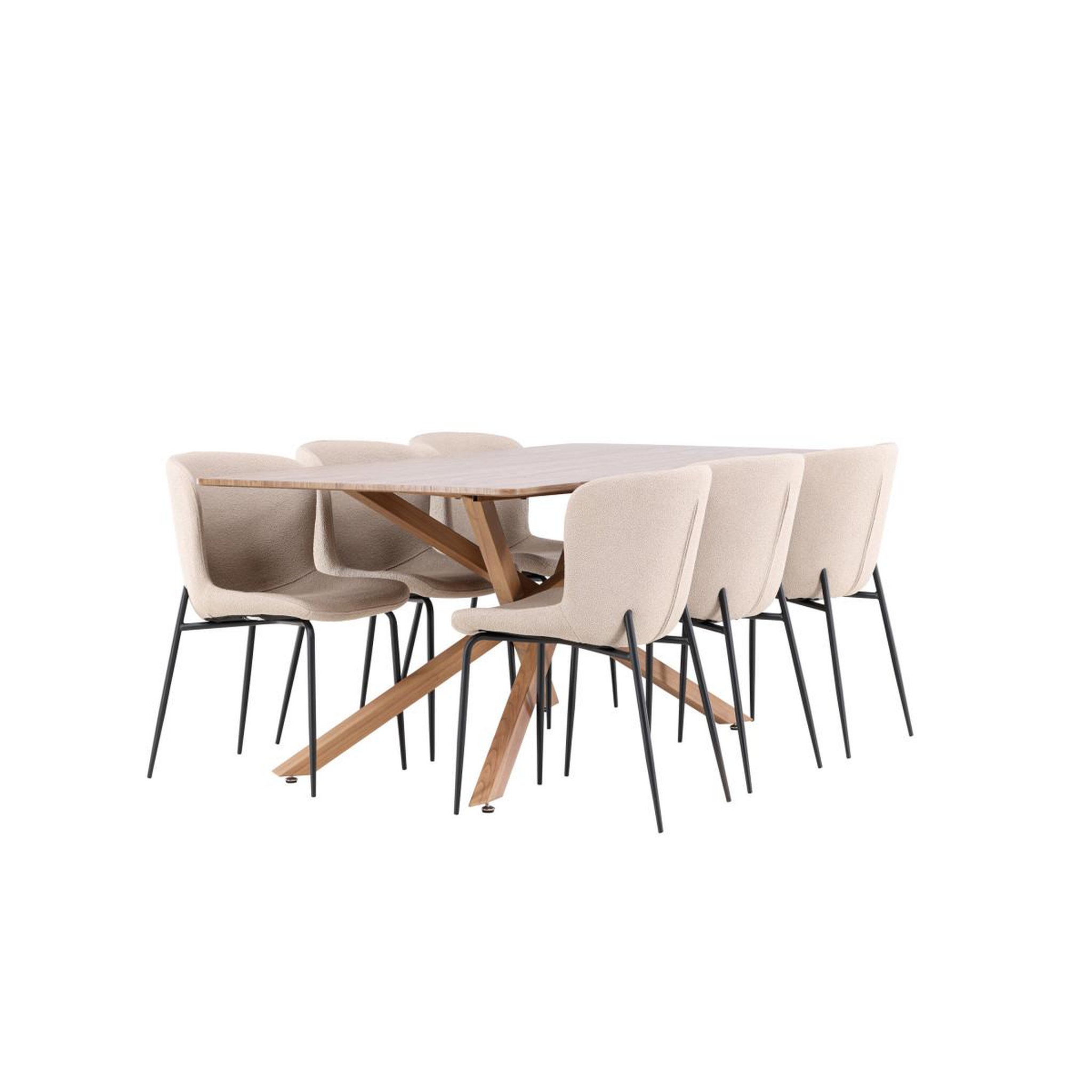 Voir la diapositive 4 : Paris Prix Ensemble table à manger & 6 chaises  piazza & modesto  180cm naturel & beige