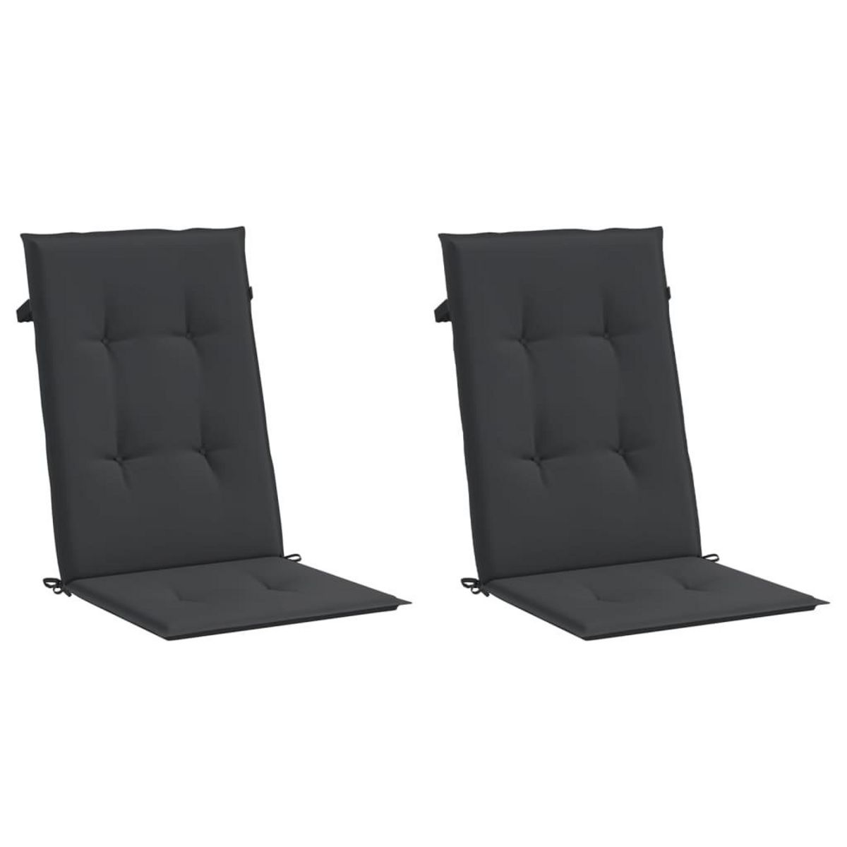 VIDAXL Coussins de chaise de jardin a dossier haut lot de 2 noir tissu