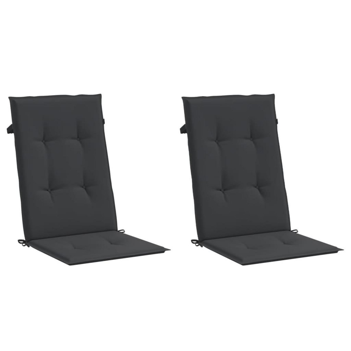VIDAXL Coussins de chaise de jardin a dossier haut lot de 2 noir tissu