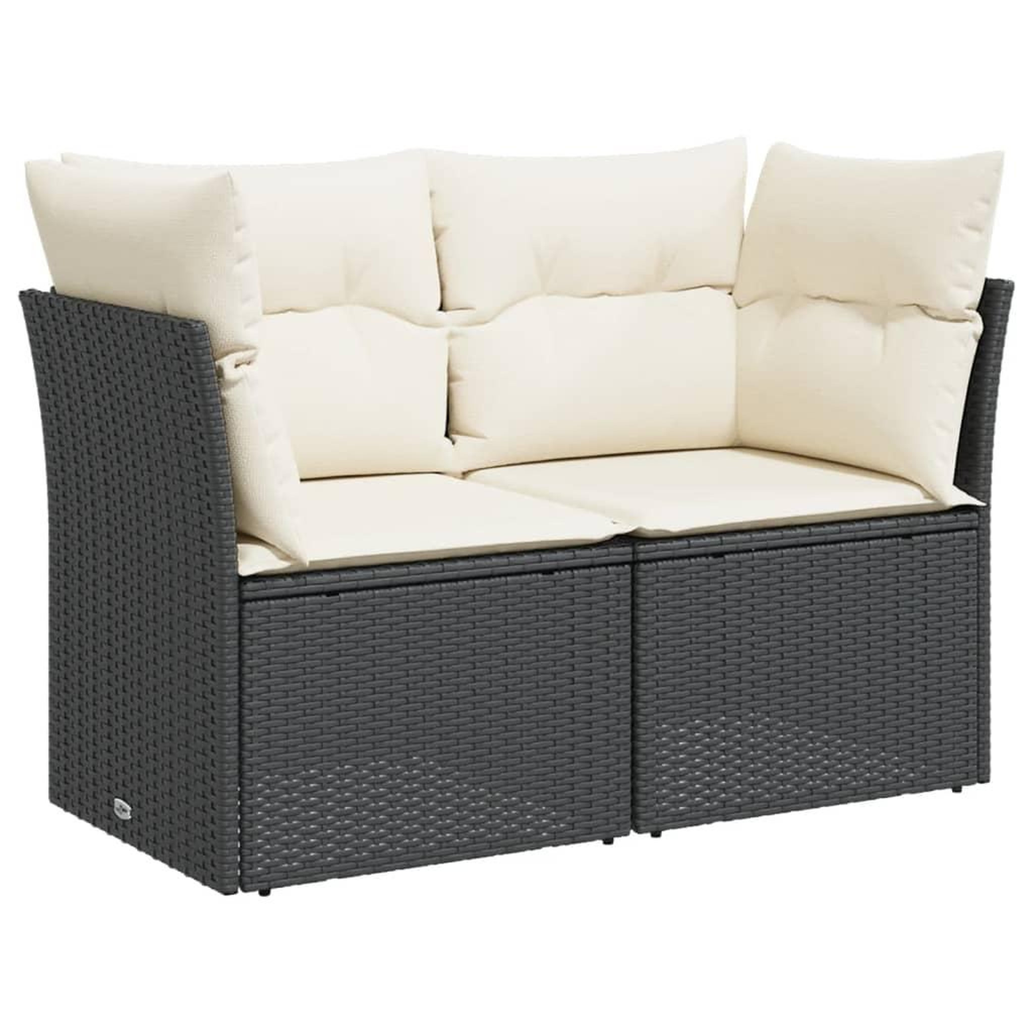 Voir la diapositive 2 : VIDAXL Canape de jardin avec coussins 2 places noir resine tressee