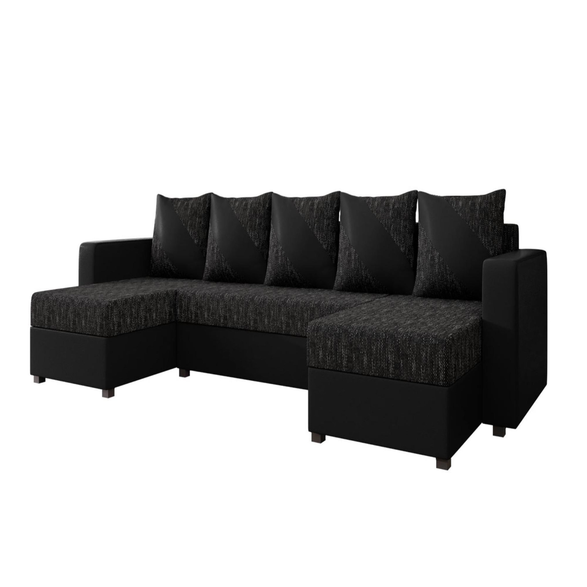 Voir la diapositive 1 : BEST MOBILIER Romy - canapé panoramique en u - 7 places - convertible avec coffre - en tissu et pu