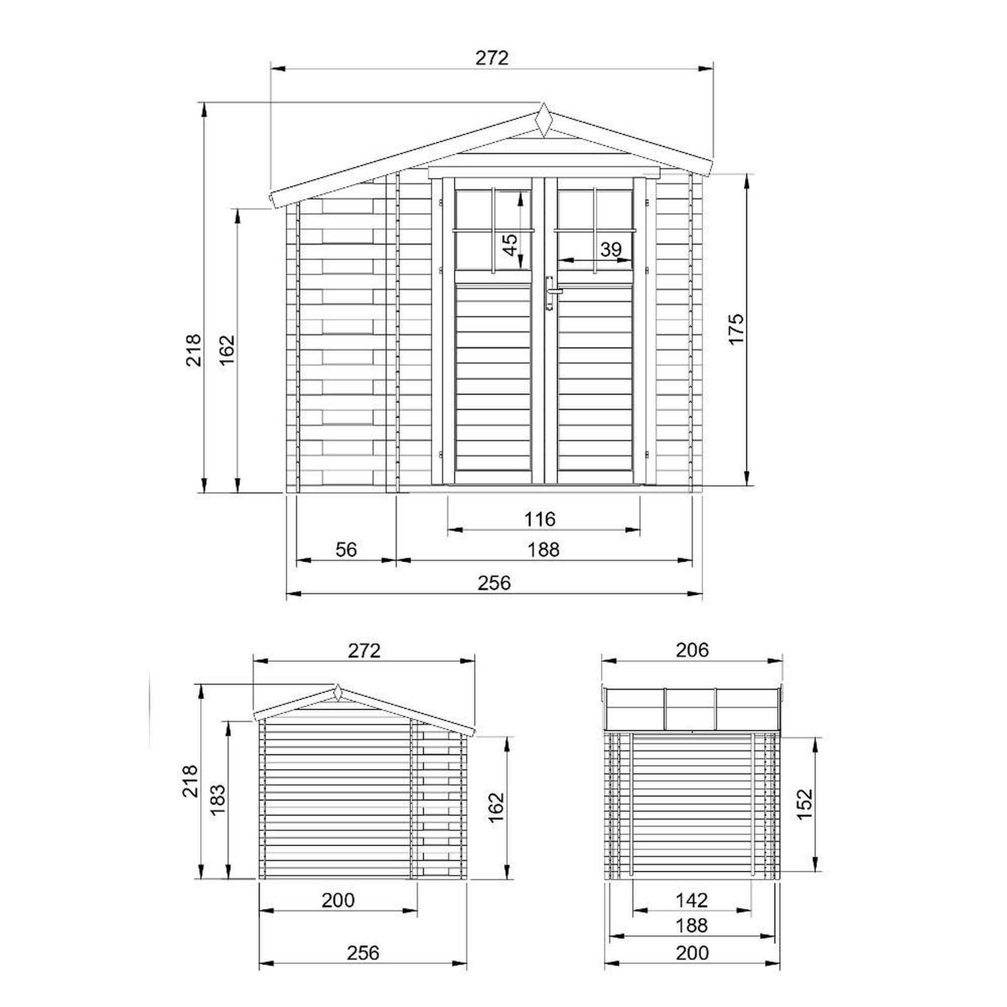 Voir la diapositive 6 : TIMBELA Abri de jardin en bois et range bûches extérieur - 3,53 + 0,97m2 m386f