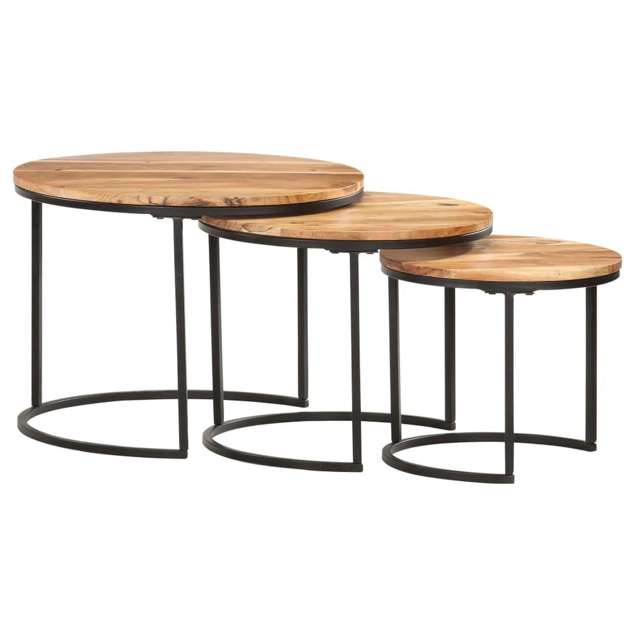 Voir la diapositive 1 : VIDAXL Tables gigognes 3 pcs Bois d'acacia massif