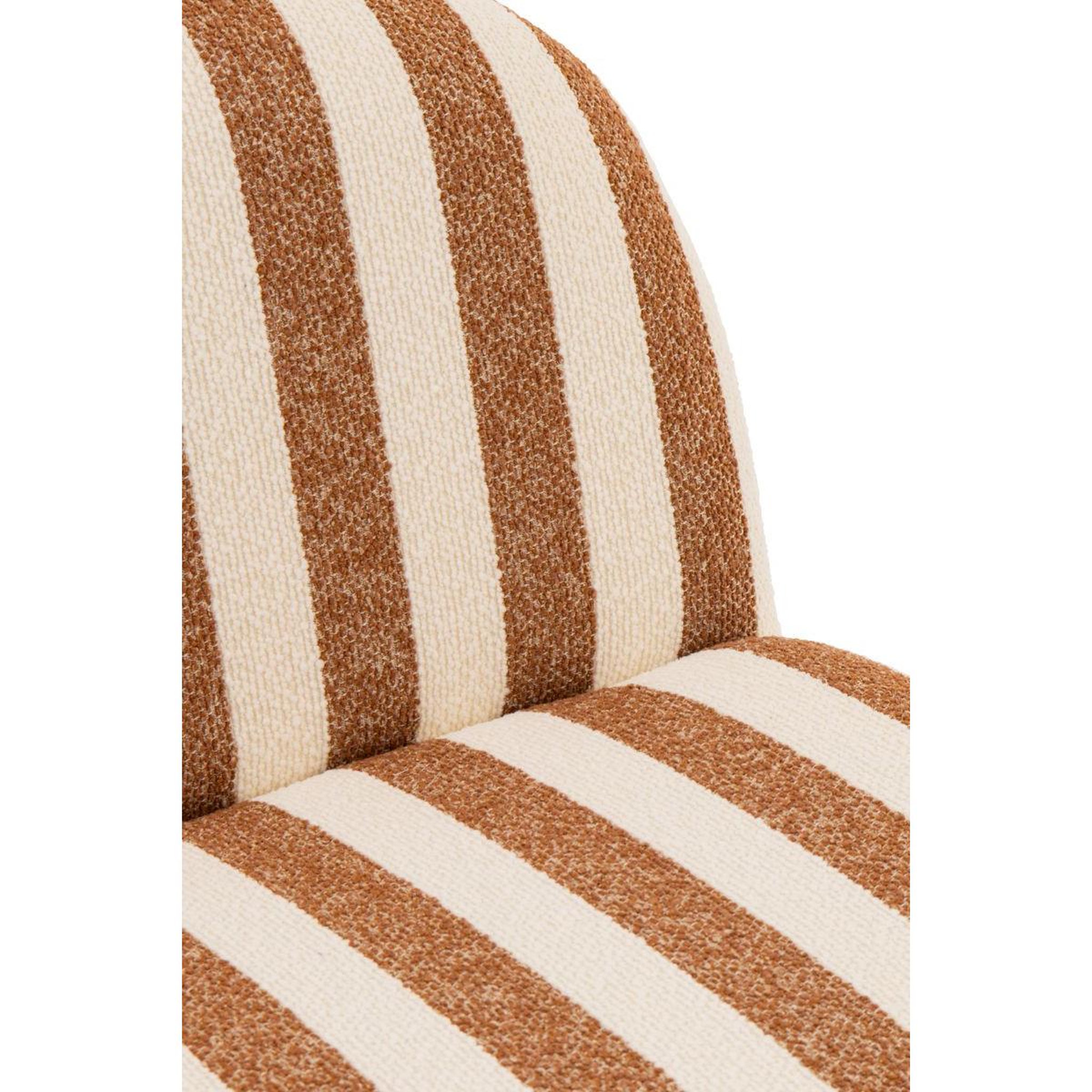 Voir la diapositive 5 : J-LINE Fauteuil à Rayures  Ligné  76cm Camel & Blanc Cassé