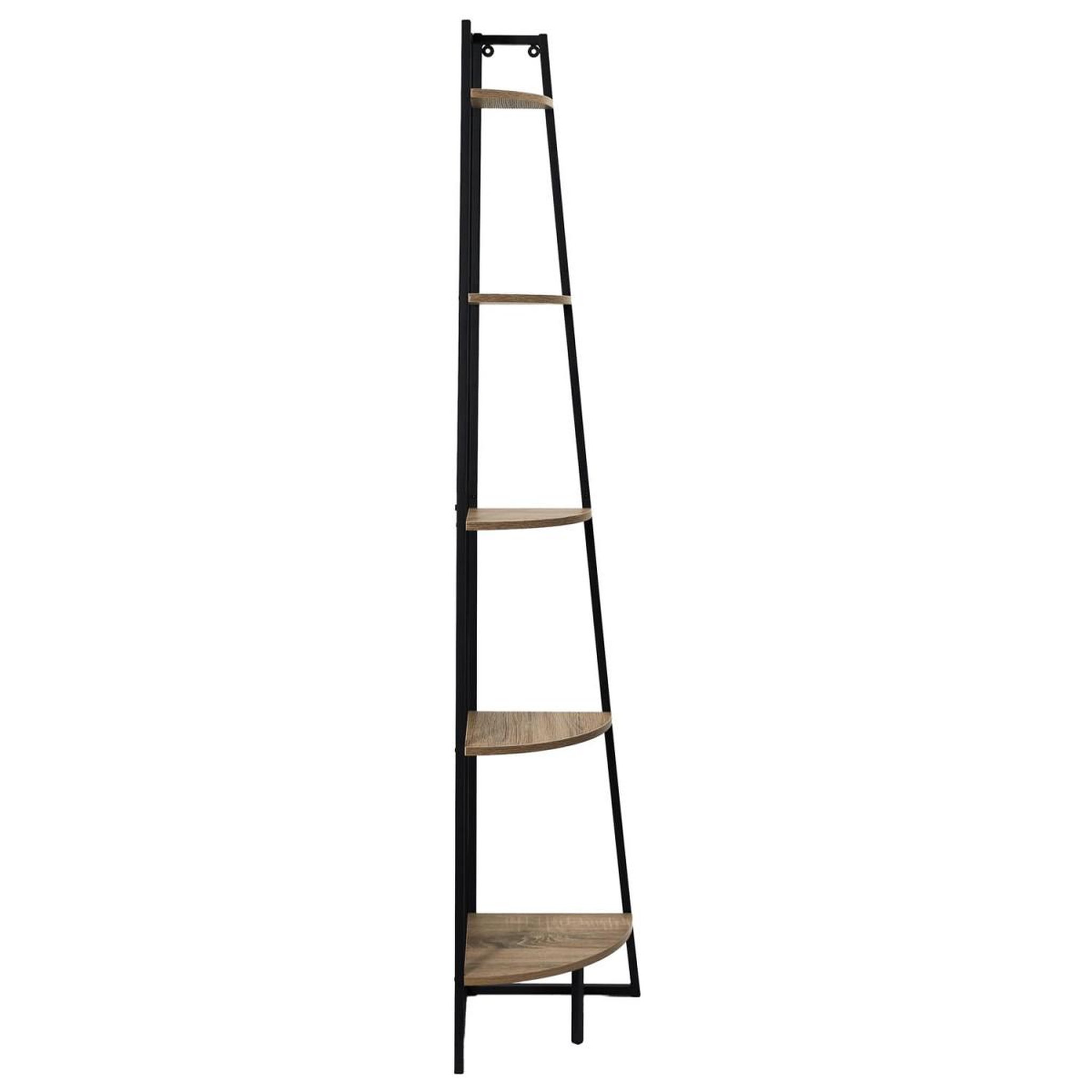 Voir la diapositive 2 : The Home Deco Factory Étagère d'Angle 5 Niveaux  Essentiel  180cm Naturel & Noir
