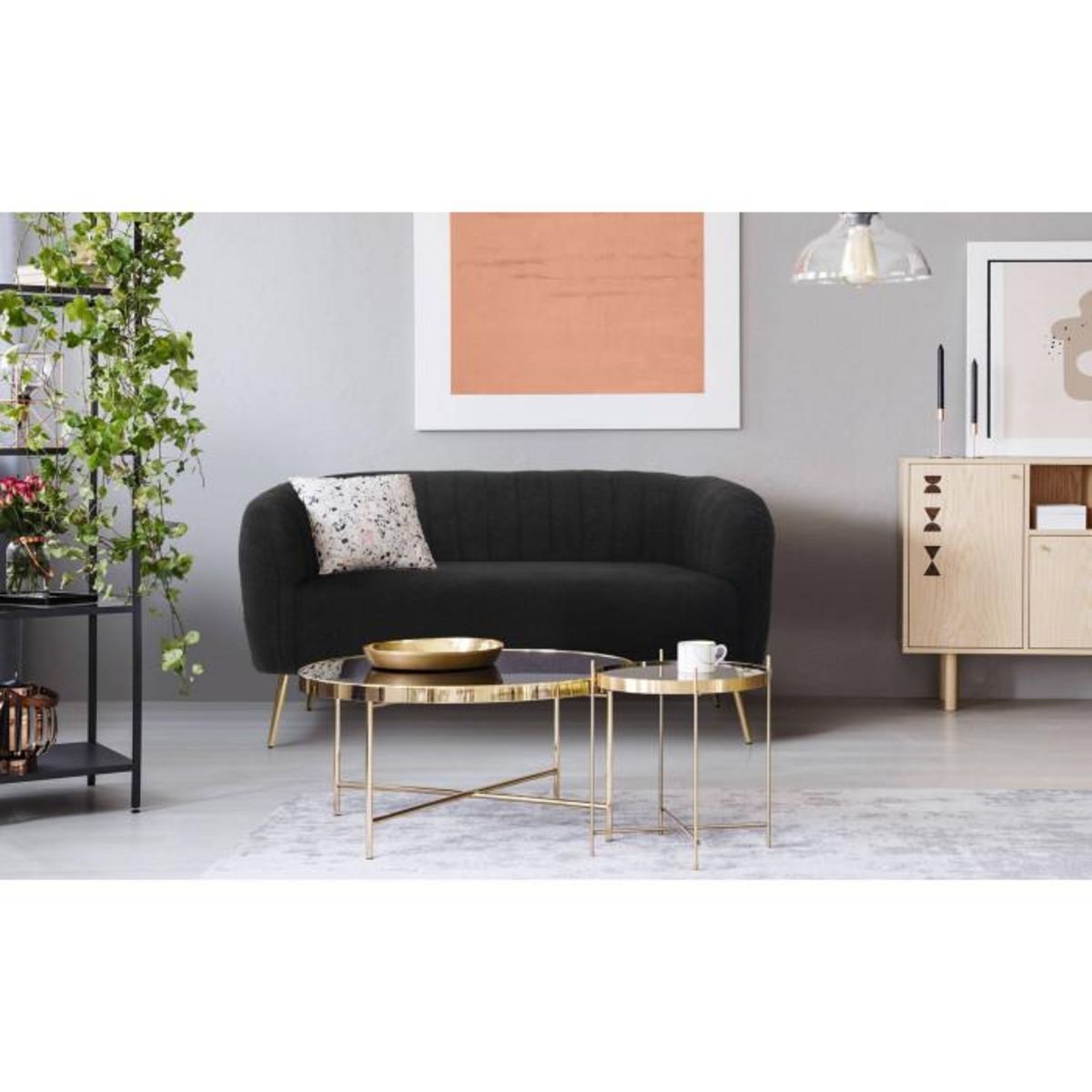 Paris Prix Canapé 2 Places Bouclette  Reuben  128cm Noir