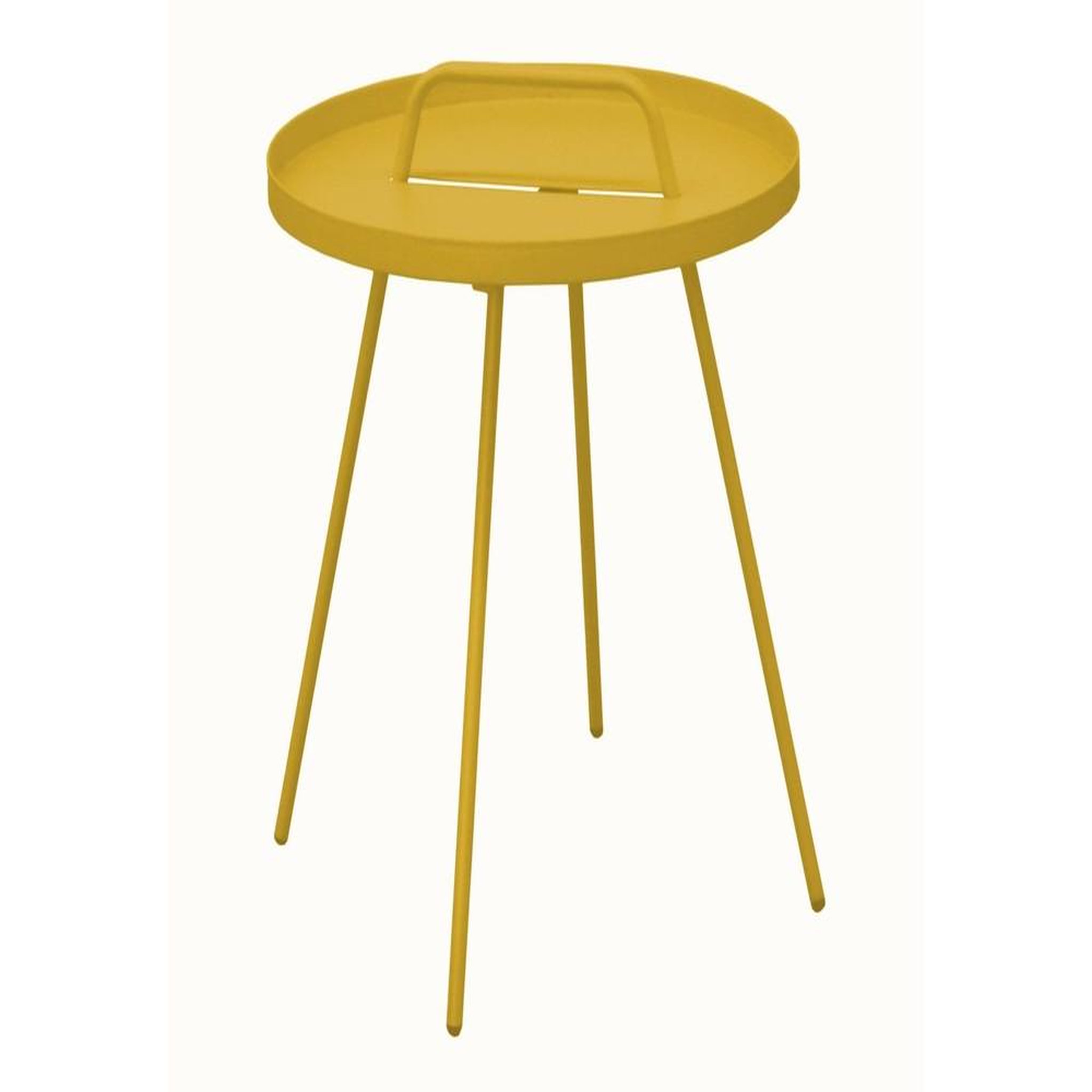 Proloisirs Table Basse de jardin Flower, ronde, 4 pieds, poignée - honey 44 x 51 cm