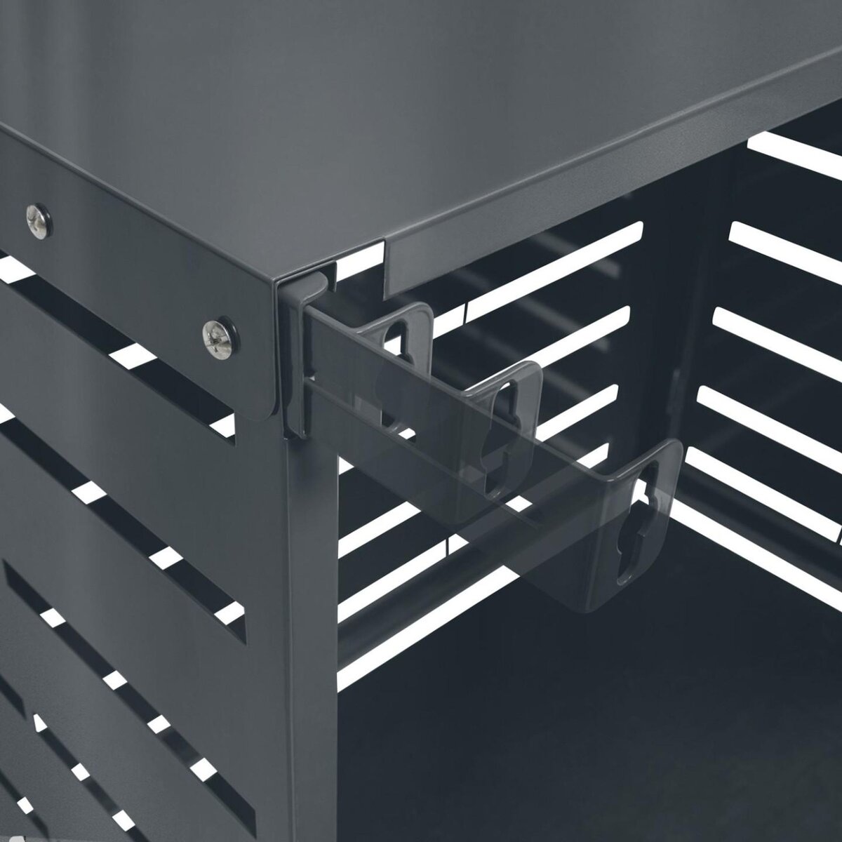 ID MARKET Cache climatiseur en métal gris anthracite protection unité extérieur 110 x 55 x 80 cm