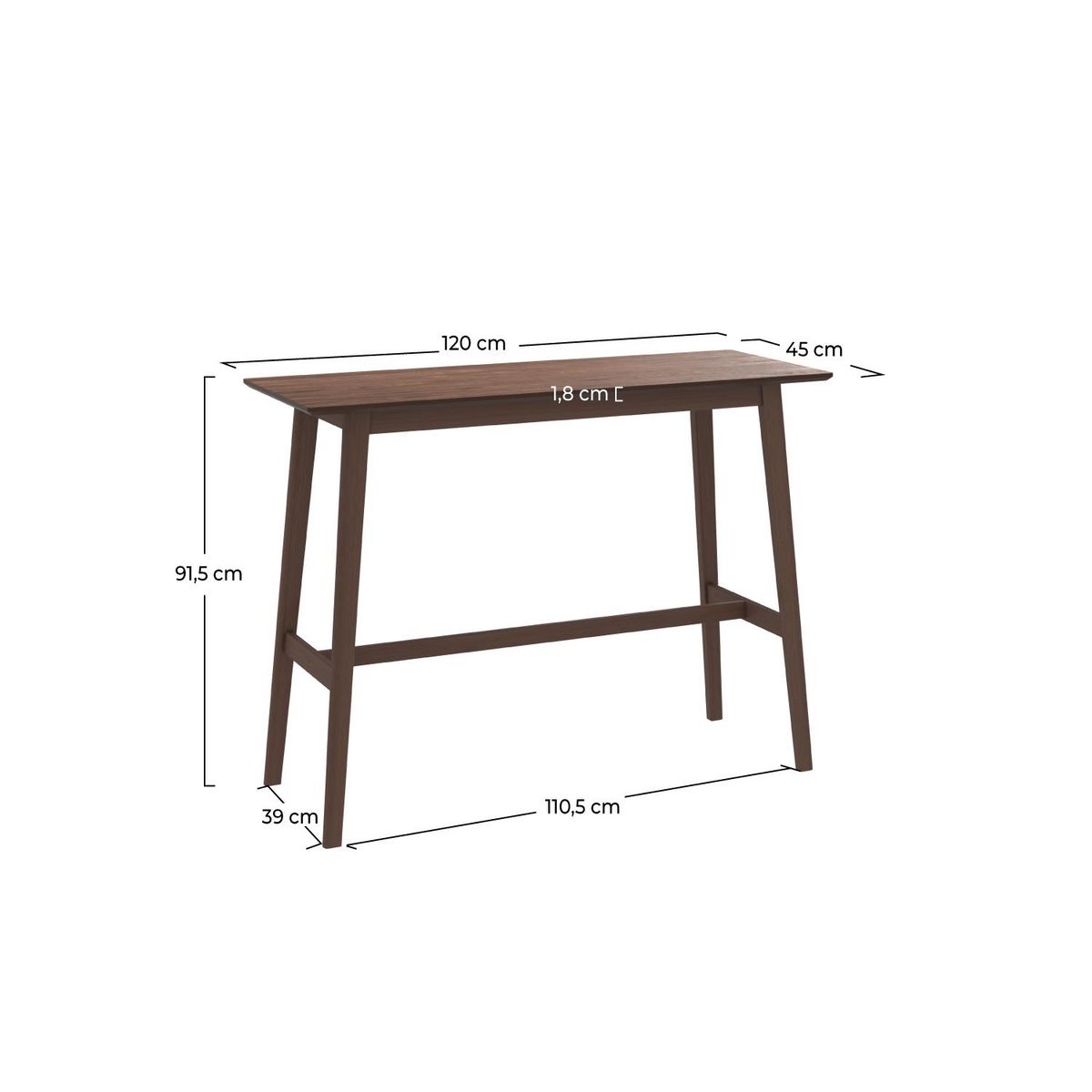 Rendez vous déco Table de bar rectangulaire 4 personnes en bois clair naturel 120 cm - Buvette