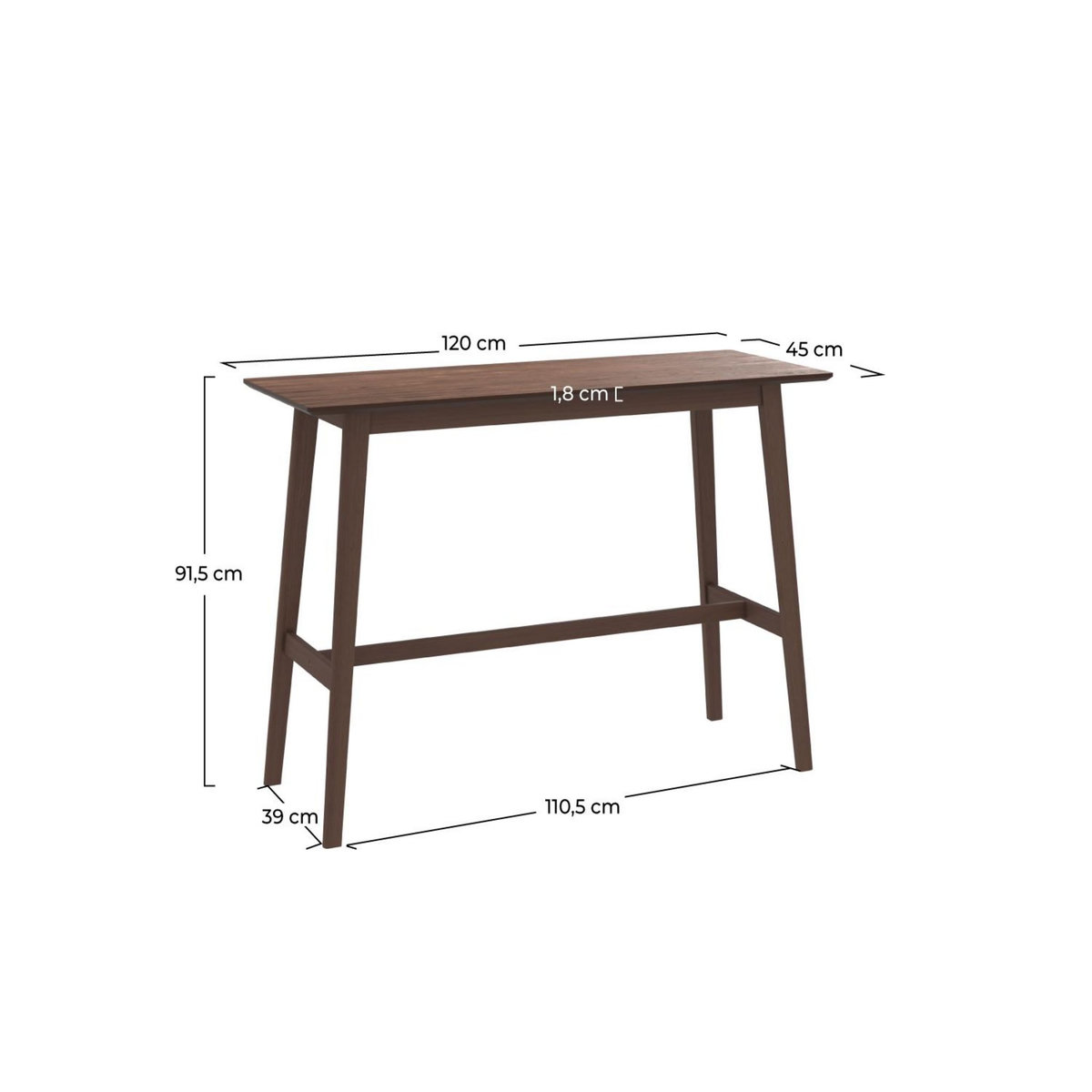 Rendez vous déco Table de bar rectangulaire 4 personnes en bois clair naturel 120 cm - Buvette