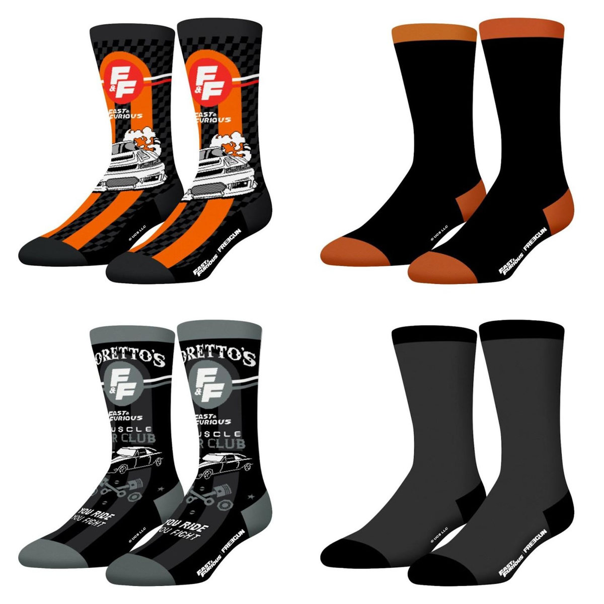 FREEGUN Lot de 4 paires de chaussettes Fast and Furious