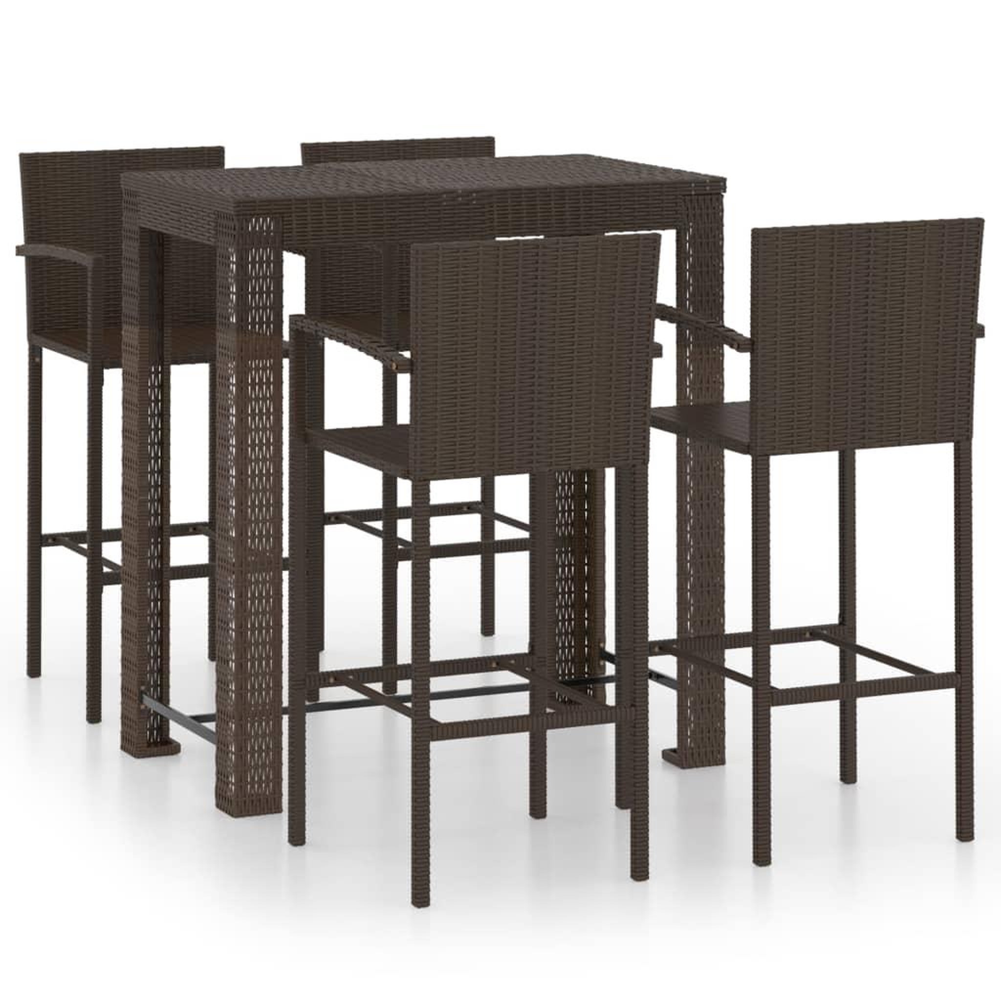 VIDAXL Ensemble de bar d'exterieur 5 pcs accoudoir poly rotin marron