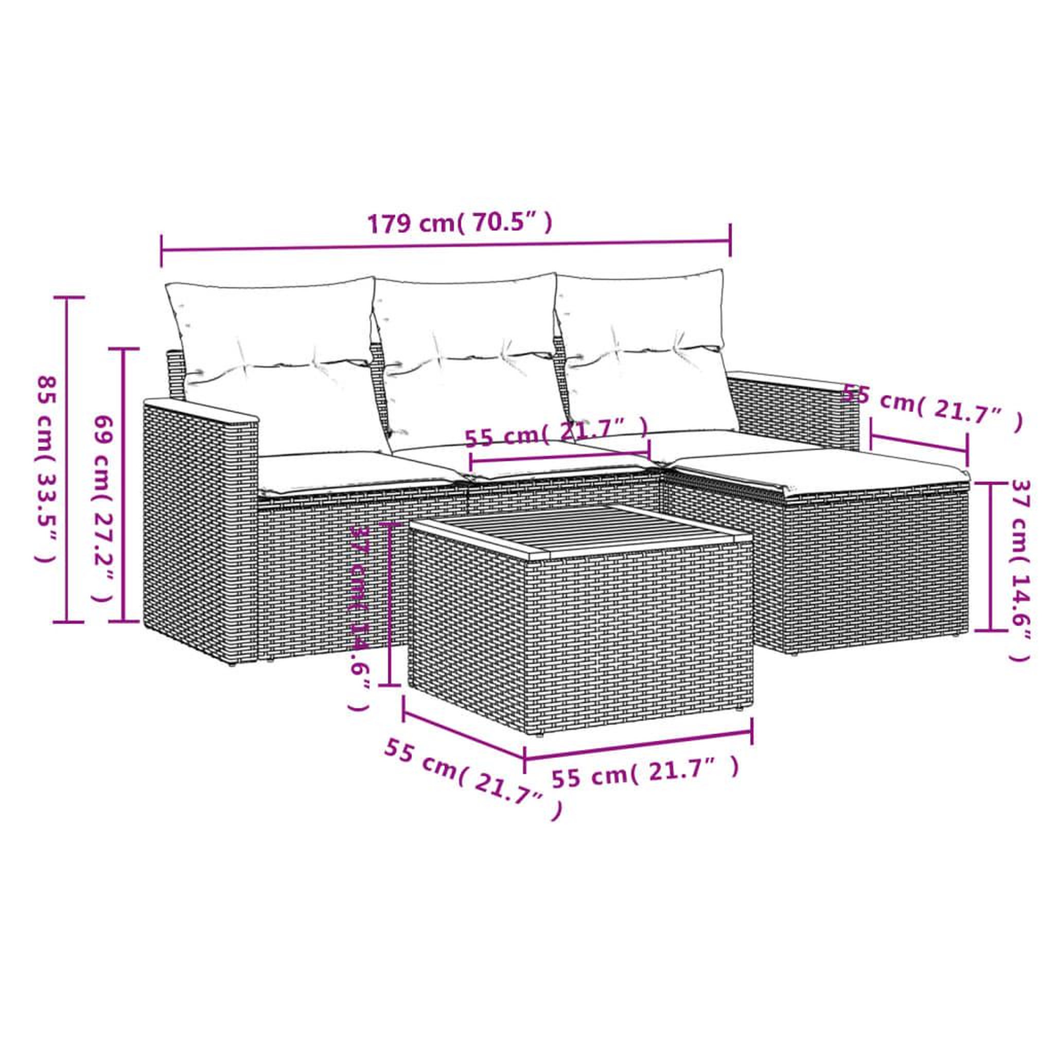 Voir la diapositive 4 : VIDAXL Salon de jardin avec coussins 5 pcs beige resine tressee